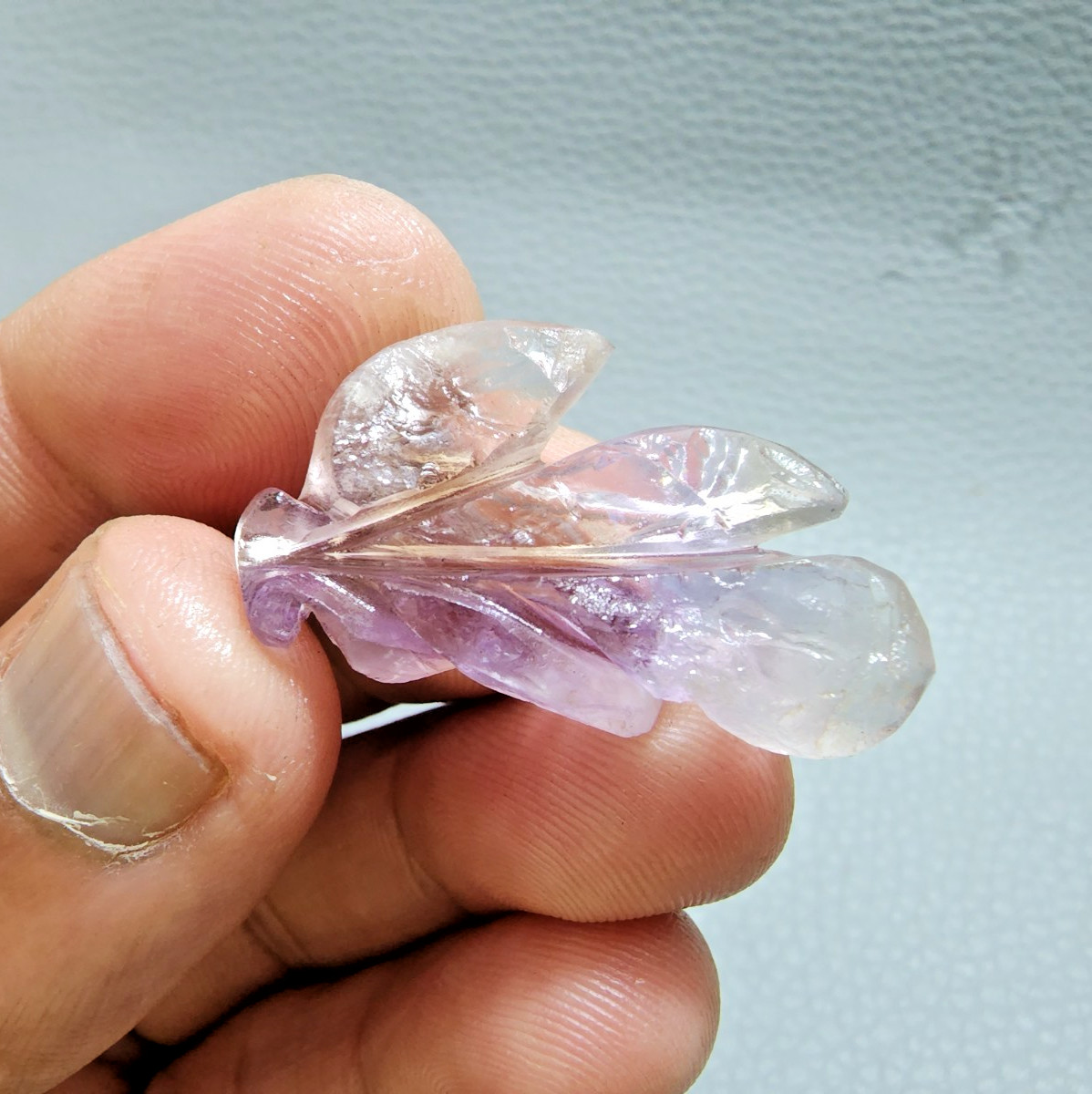 32 Crt Pretty Purple Ametrine Flower Shape Carving Stone Jewelry Making Gemstone