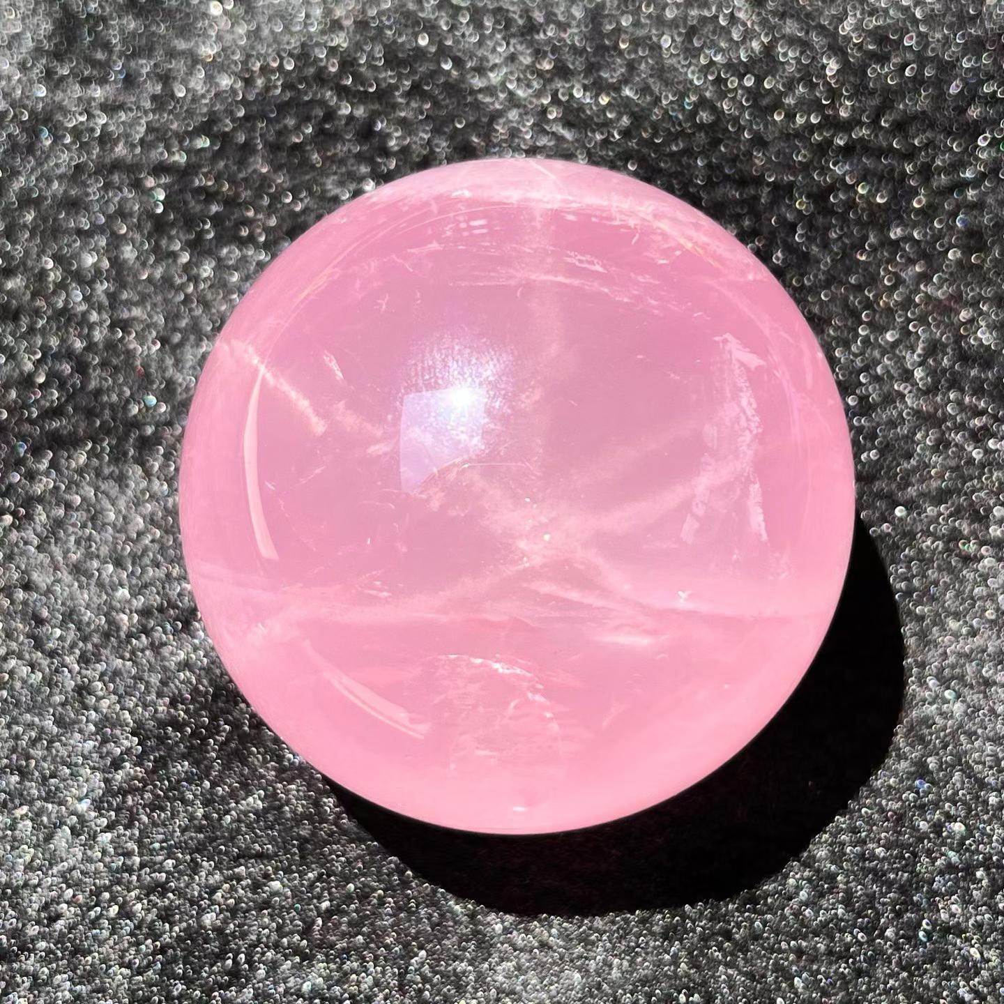 64mm Natural Six-ray starlight Pink Rose Quartz Sphere Crystal Ball Reiki Decor