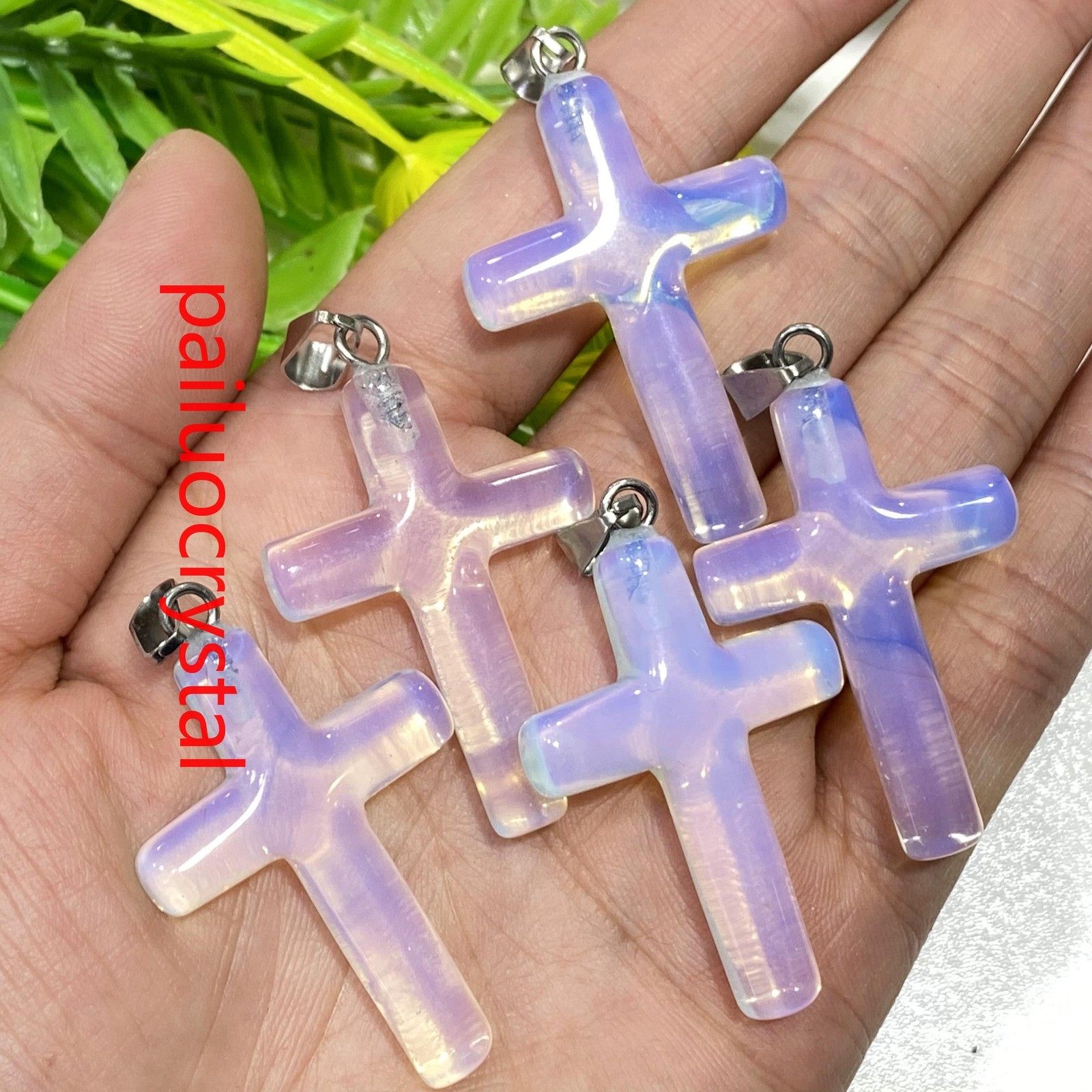 1.8″ Opalite Cross Quartz Crystal Skull Carved Pendant Reiki Healing Gem 1pc