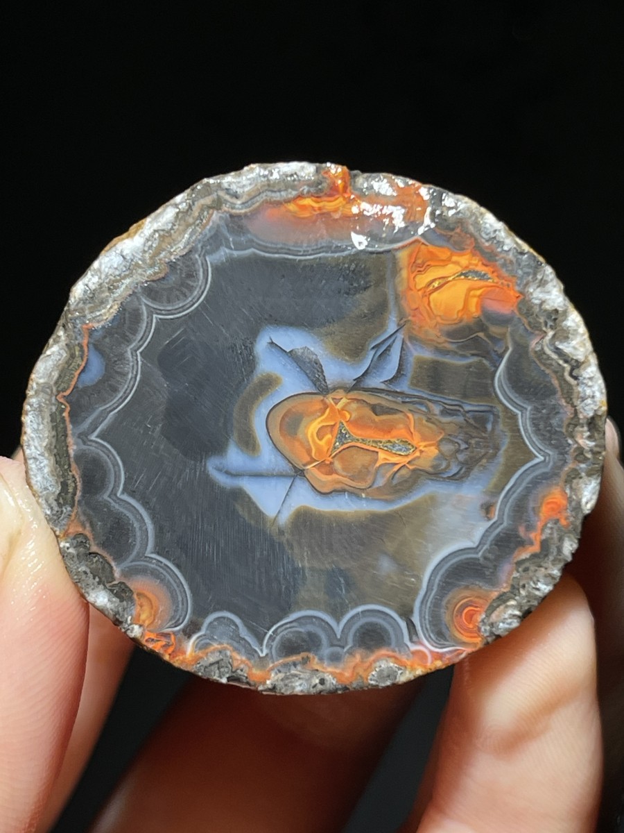 1pair Natural Warring States Red China Agate Crystal Geod Slices 74g A12