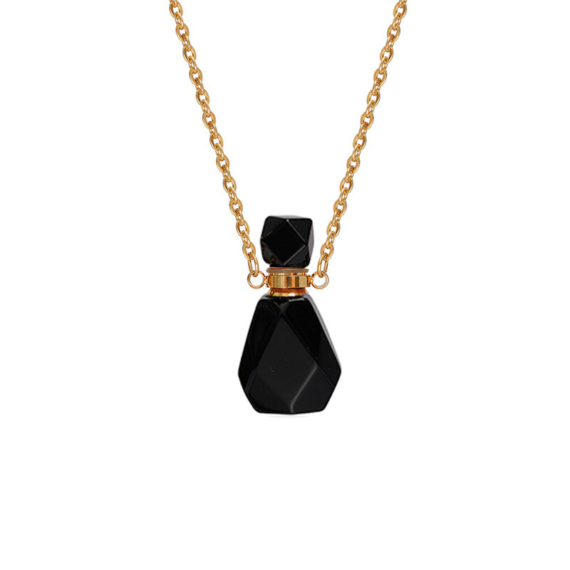 Natural Quartz Gemstone Perfume Bottles Pendant Chakra Healing Crystal Necklace