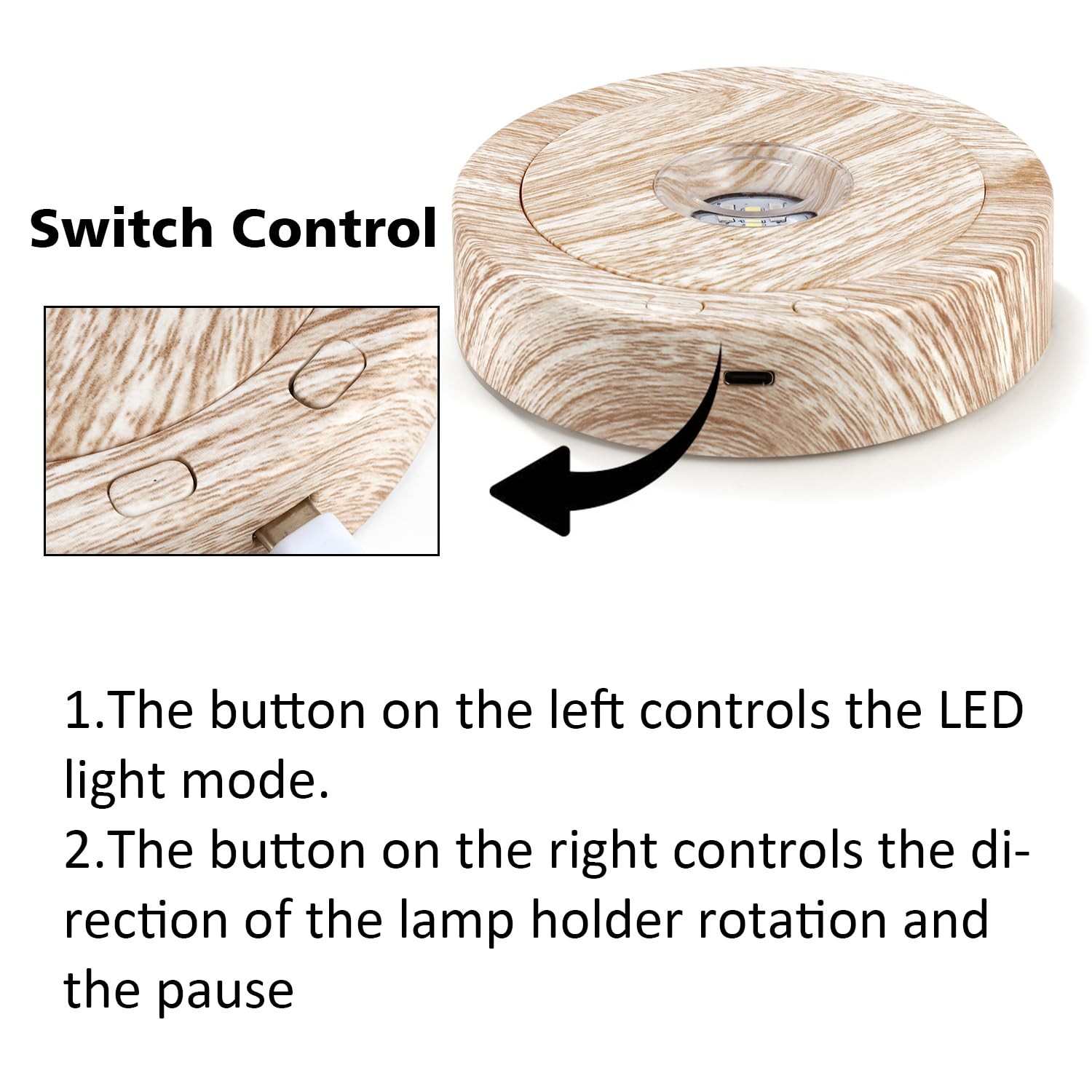 Rotating Base – Positive and Negative Rotation Display with 7 Lights Wood Gra…