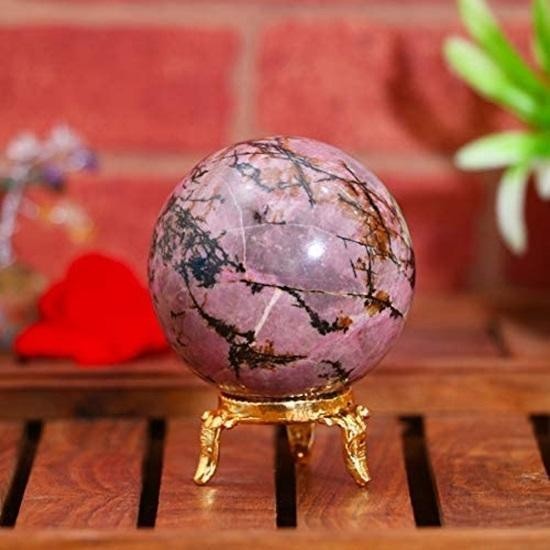 Crystal ball with metal stand, gemstone ball, sculpture, ,healing sphere,