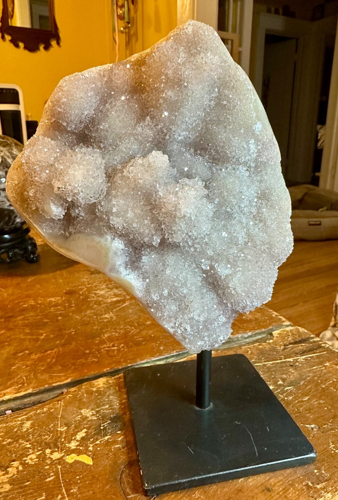Large flashy light purple amethyst specimen on metal stand Free shipping
