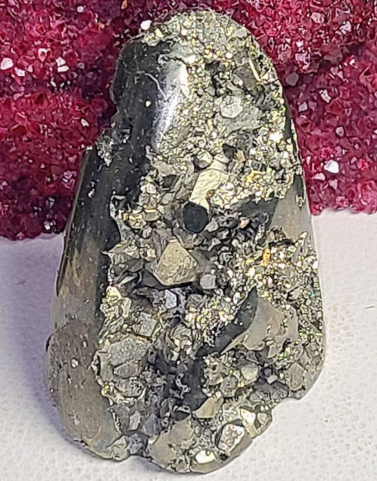 Golden AAA Druzy Peruvian Pyrite Crystal Freeform Geode