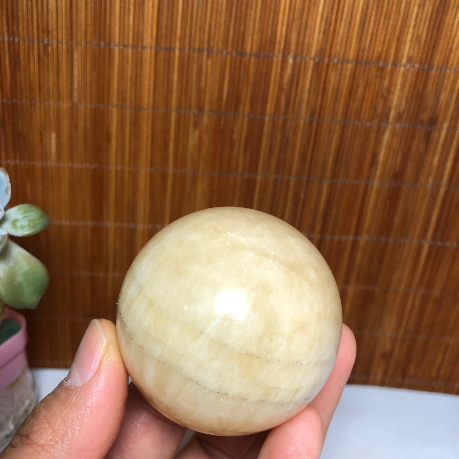 50mm Natural polished Yellow Gream Jade Semi-precious Ball sphere 195g A2020
