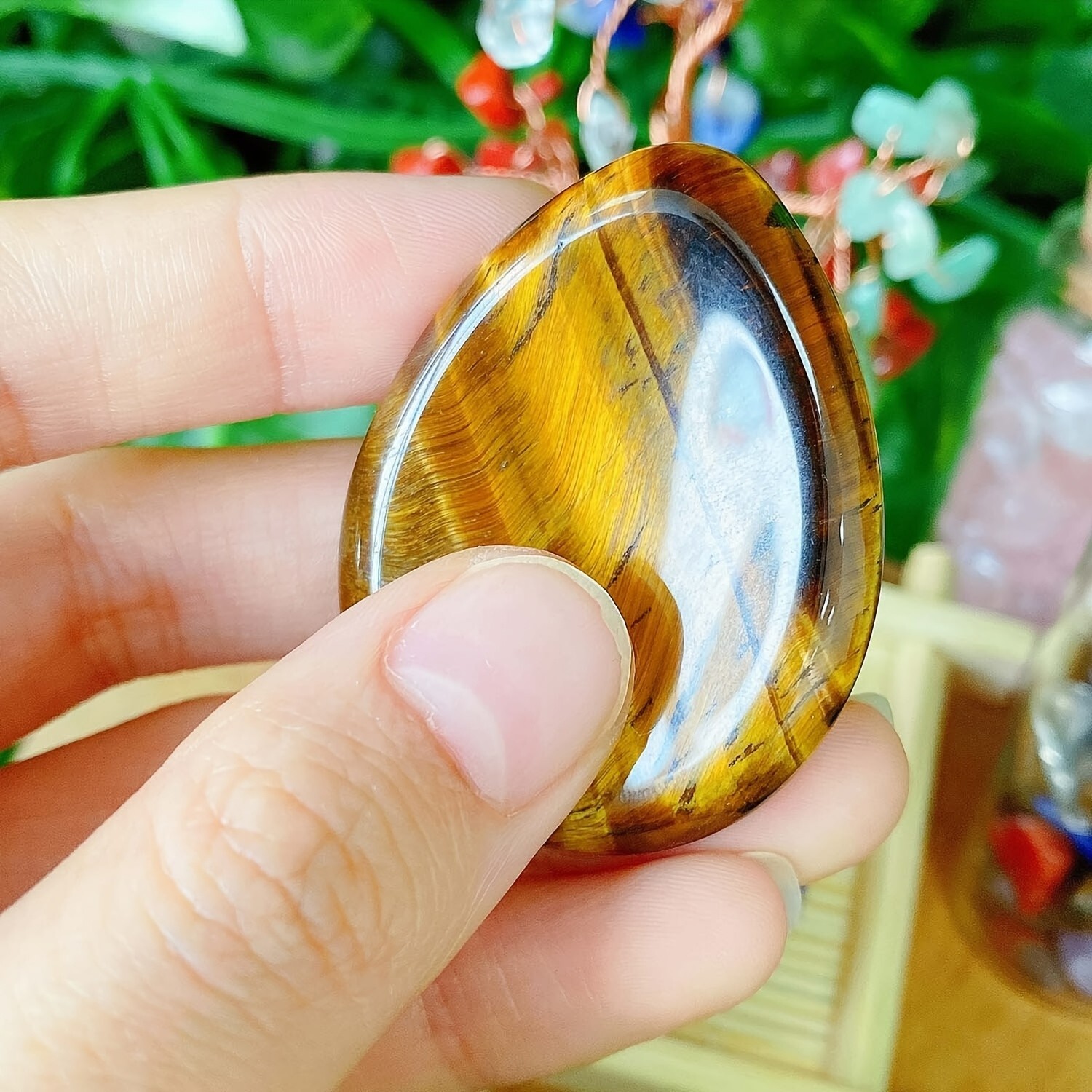 2 PCS Natural Lapis Lazuli Tiger’s Eye Worry Stone Tumbled Gemstone Pocket Stone
