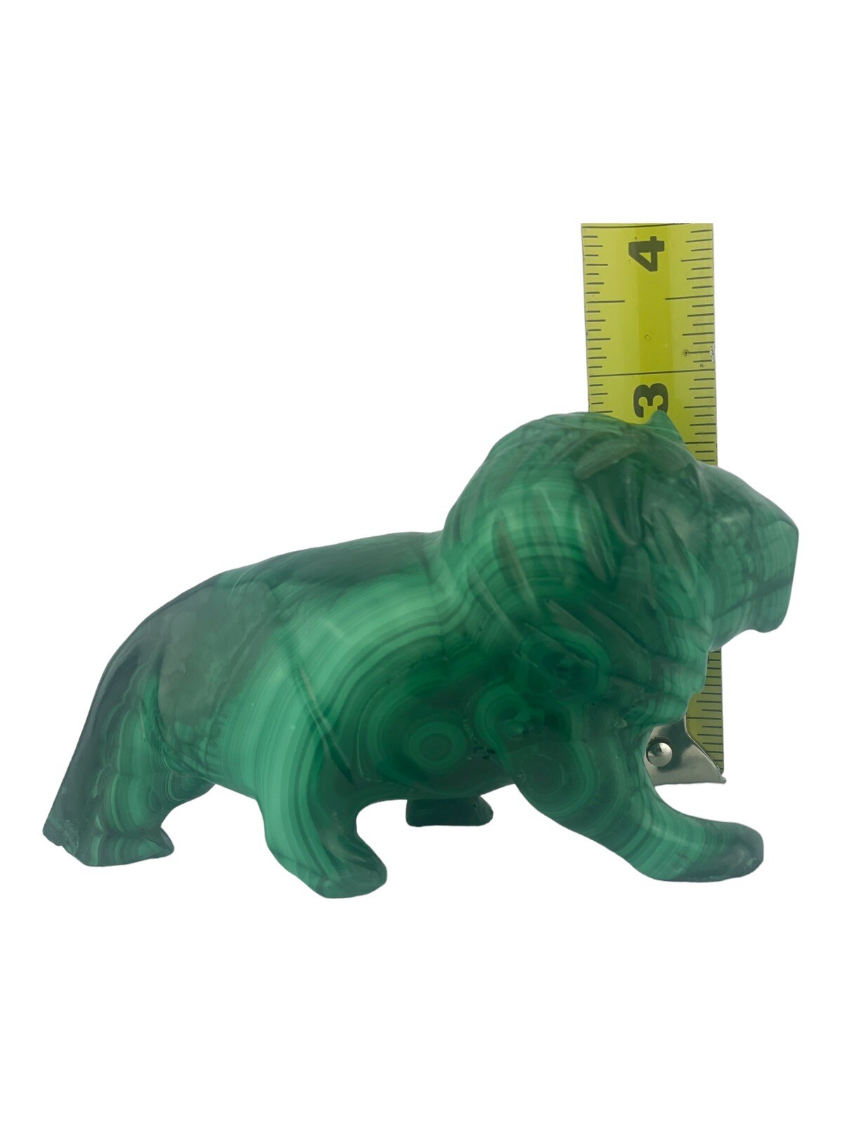 Malachite LION Stone Sculpture -Gorgeous Color Fine Art -Unique Details