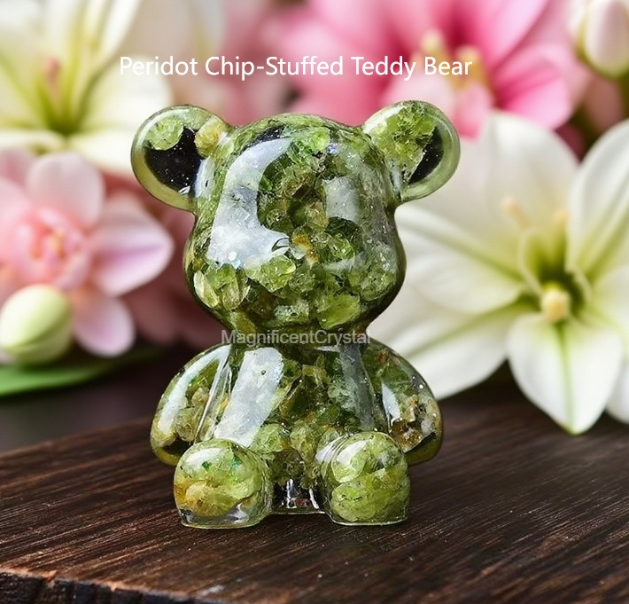 5PCS/Set Natural Crystal Chip-Stuffed Teddy Bear Healing Decor Spiritual Gifts