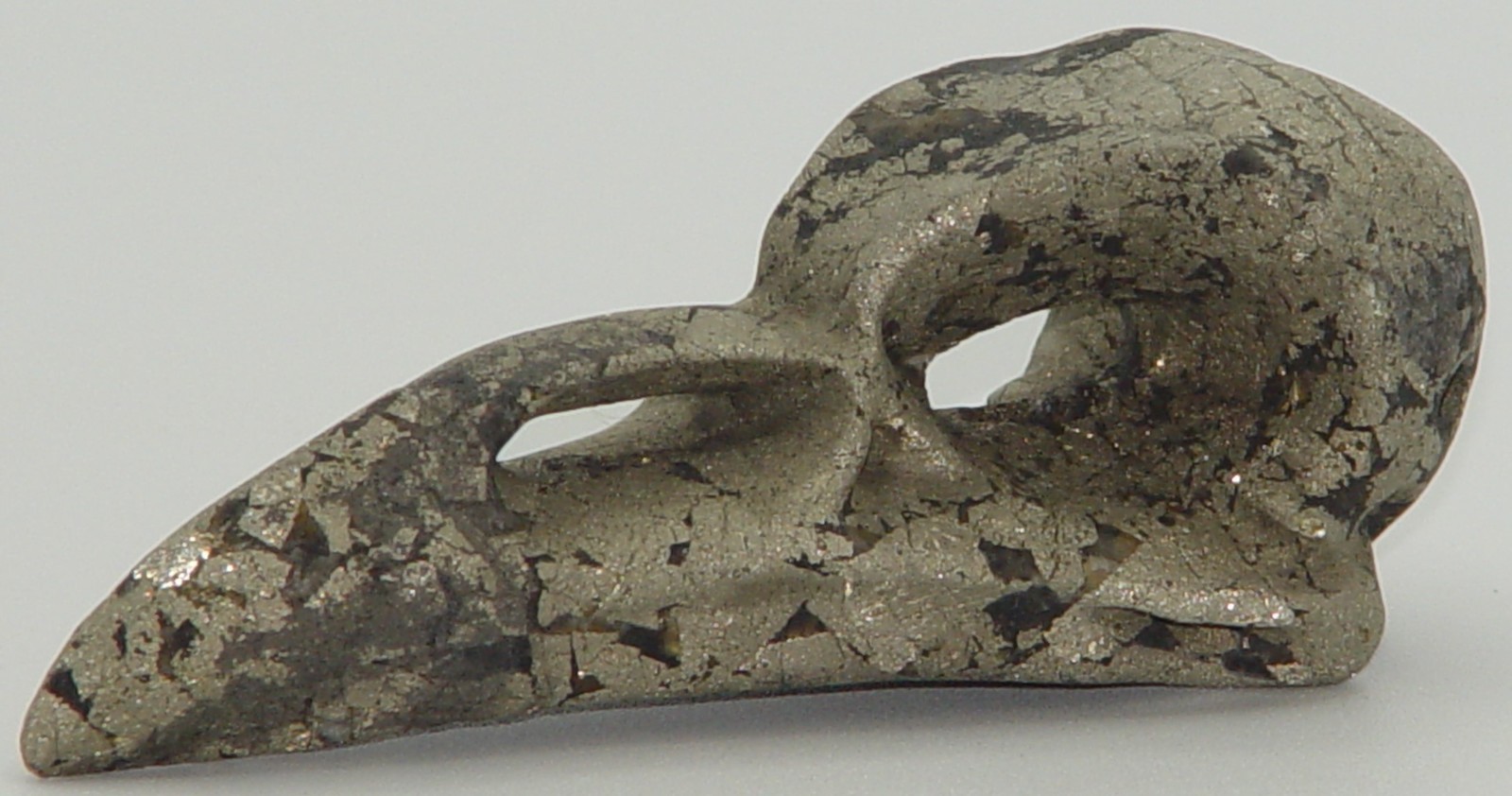 Pyrite Raven Skull Carving | Natural Iron Pyrite Crow Skull | Gothic Decor (04)