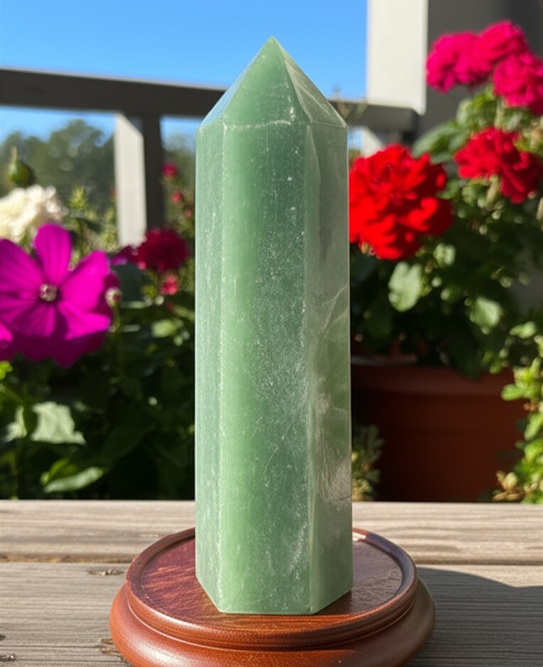 Natural Green Aventurine Tower Point Healing Crystal Obelisk Energy Home Decor