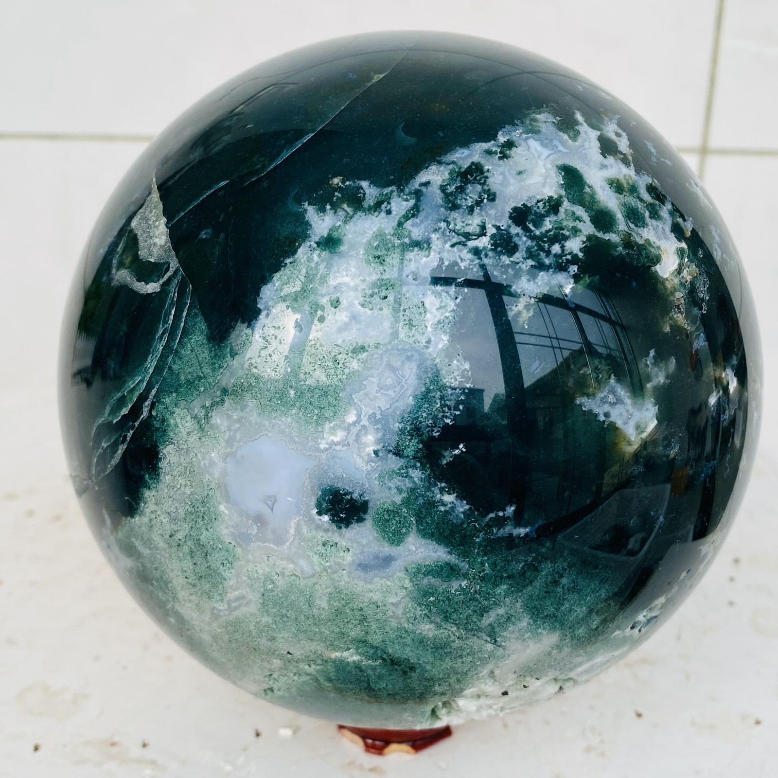 Natural water grass agate sphere crystal ball quartz energy 3180g