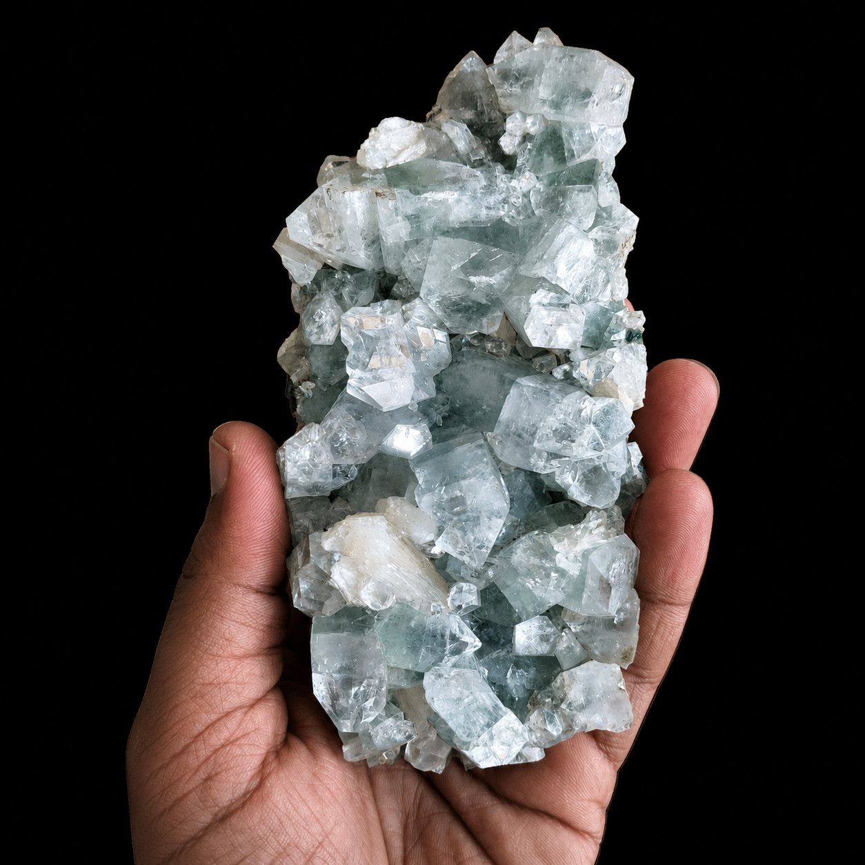 Natural Green Apophyllite with Stilbite Crystal Cluster 146g 10x6x2cm Mineral