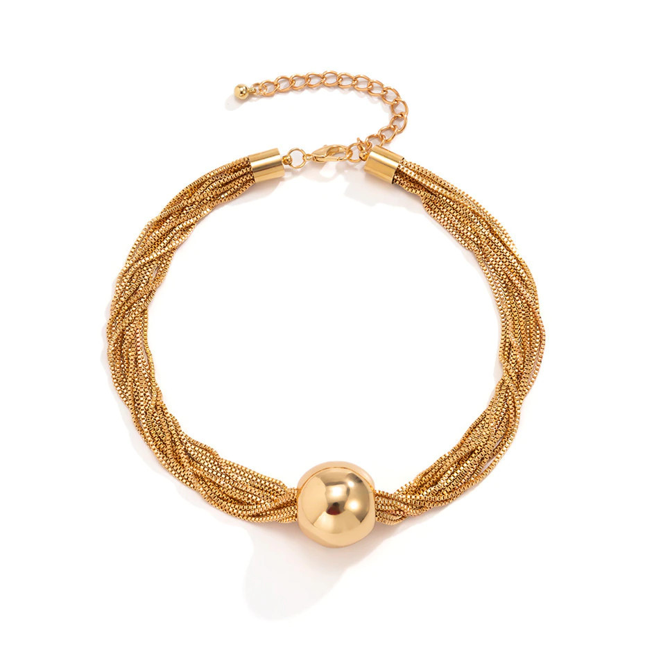 Wholesale Women’s Fashion Jewelry Gold Twisted Layered Thick Choker Necklace