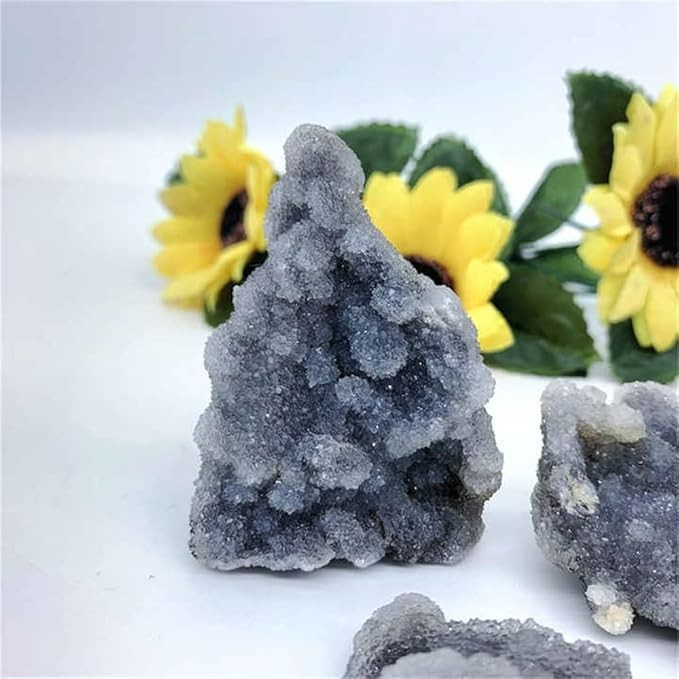 80-120g Natural Druzy Black Sphalerite Quartz Cluster Healing Mineral Specimen