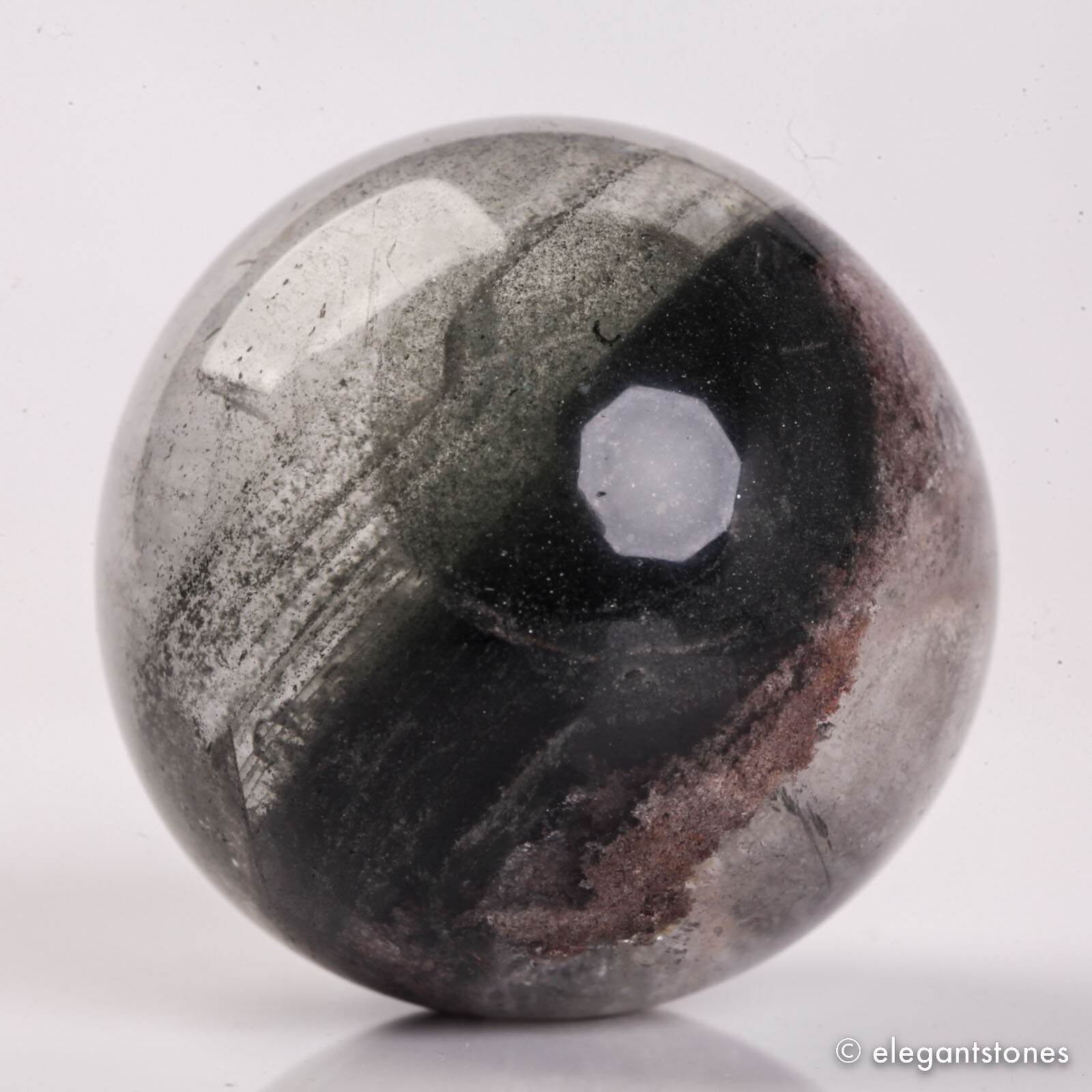 58g35mm Natural Garden/Phantom/Ghost/Lodolite Quartz Crystal Sphere Healing Ball