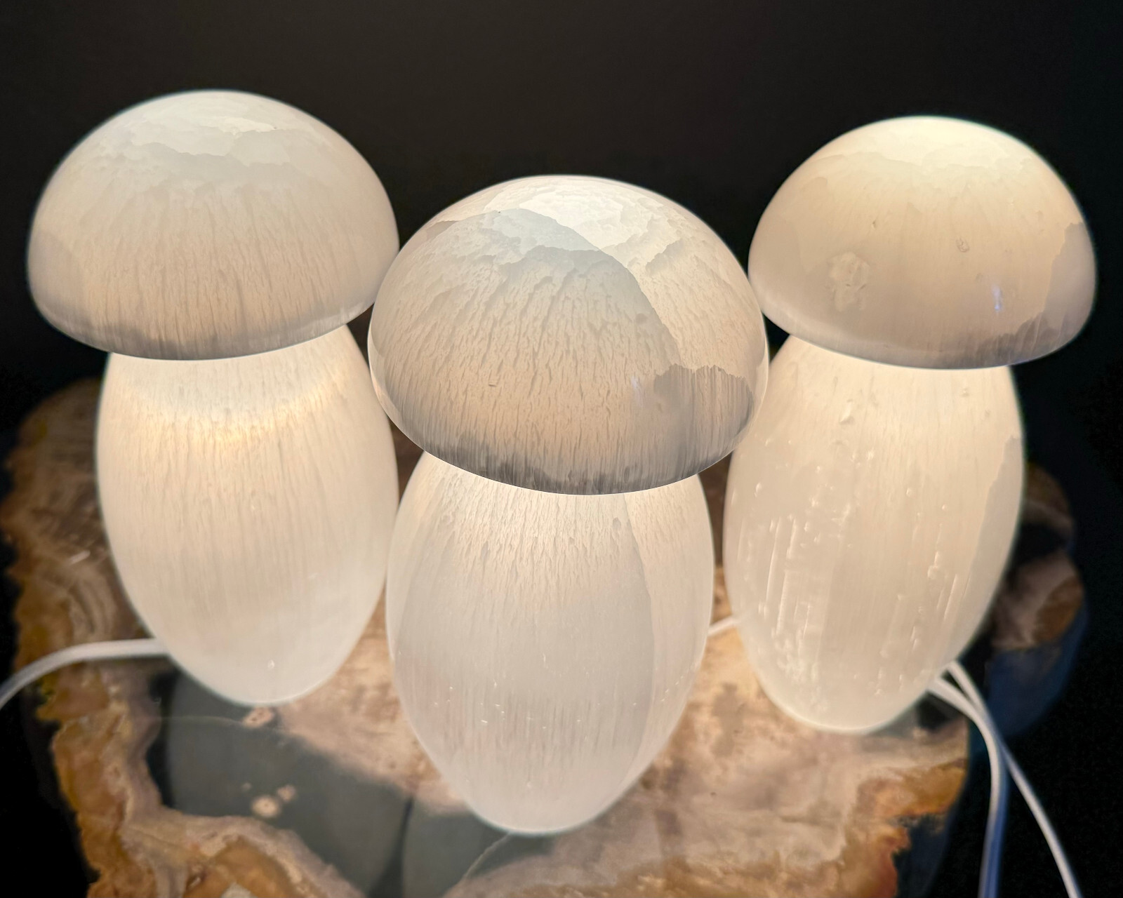 Selenite Mushroom Lamp, LARGE Natural Selenite Crystal Lamps (Selenite Lamp)