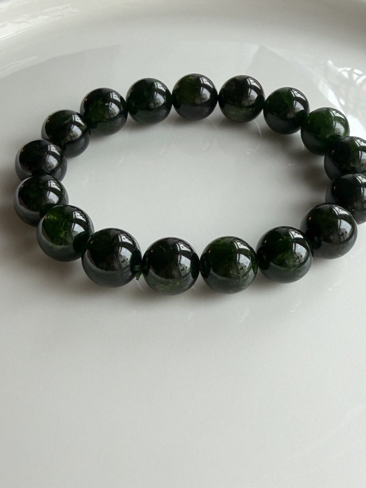 12mm Natural Chrome Diopside Crystal Bracelet 7.5”-7.75” Wrists