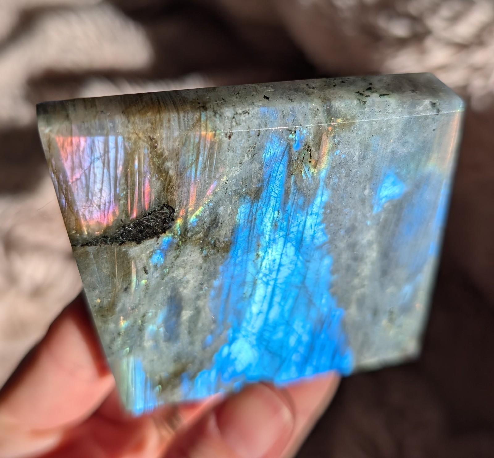 Labradorite Freeform Diamond Ornament Crystal Gemstone Chakra Flash