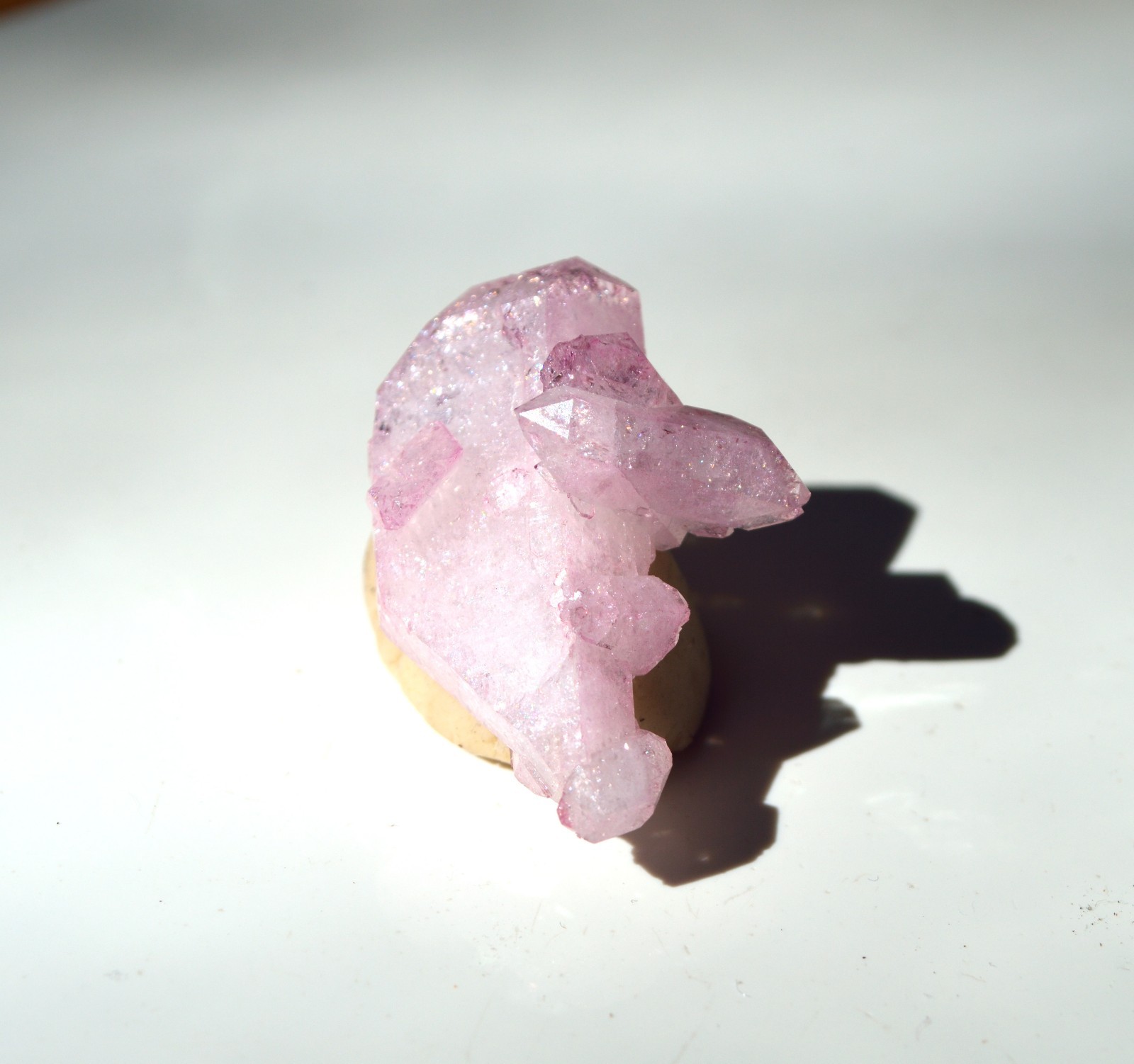 Pink Rose Aura Quartz Cluster: Tabby Style