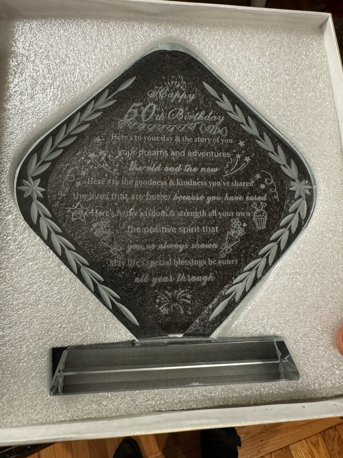 50th Birthday Gift for Women Men Crystal Plaque Keepsakes Happy 50th Birthday
