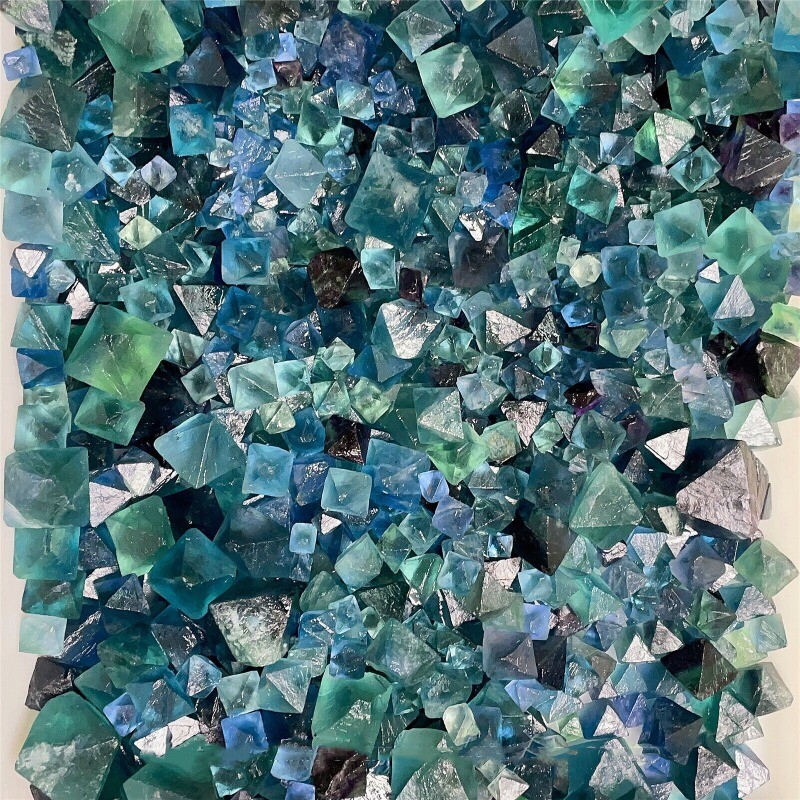 1Lb MIX Size Natural Blue/Green Fluorite Octahedron Quartz Crystal Mineral Gem
