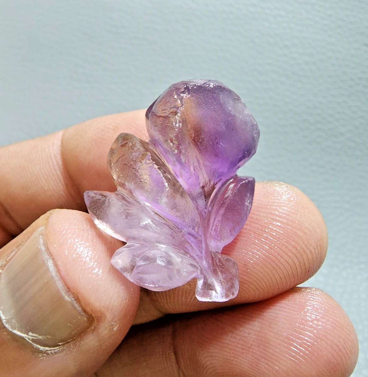 36 Crt Excellent Purple Ametrine Flower Carving Gemstone Jewelry Making Carving