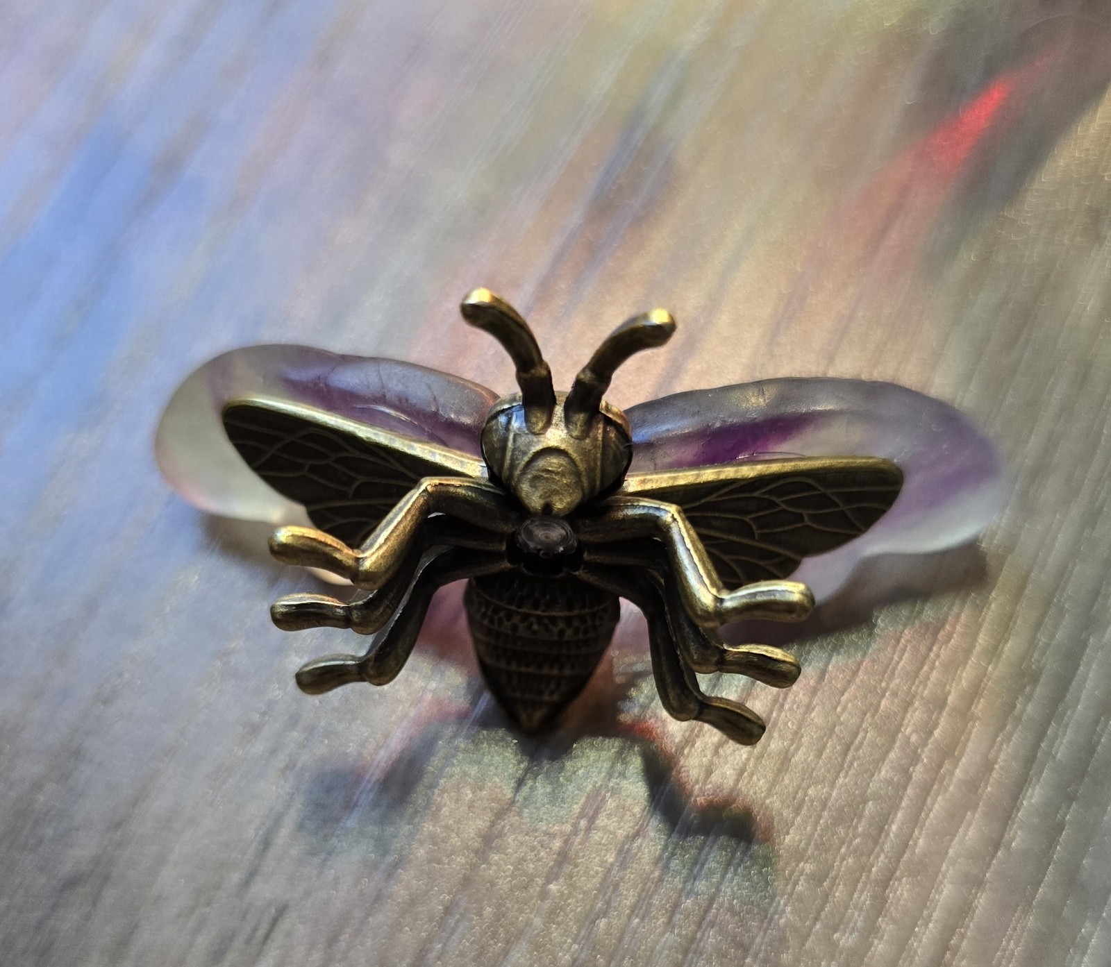 Natural Amethyst Brass Bee Crystal Cute Honeybee Gemstone