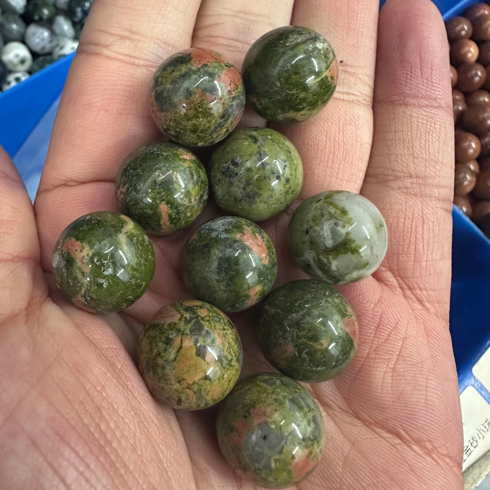 5PC Natural Unakite Ball Quartz Crystal Sphere Energy Healing Stone Gift