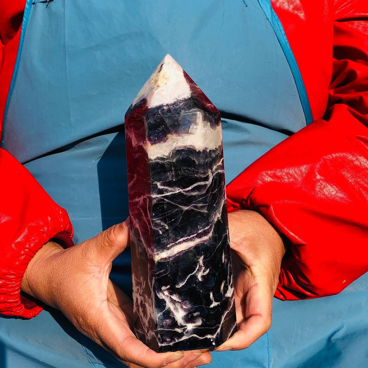 4.15LB Natural Colourful Fluorite Obelisk Quartz Crystal Tower Healing