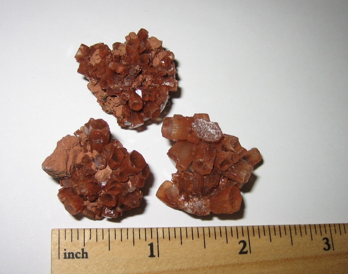3 NATURAL ROUGH 1″- 1.1″ RED ARAGONITE CRYSTAL CLUSTERS FROM MOROCCO ~ 36.4g *1