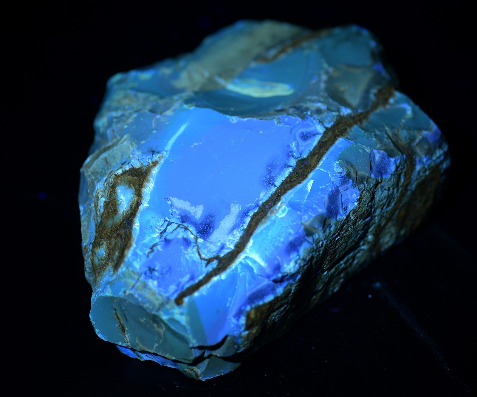 Amber, fluoresces blue. From Sumatra, Indonesia. 188 grams.