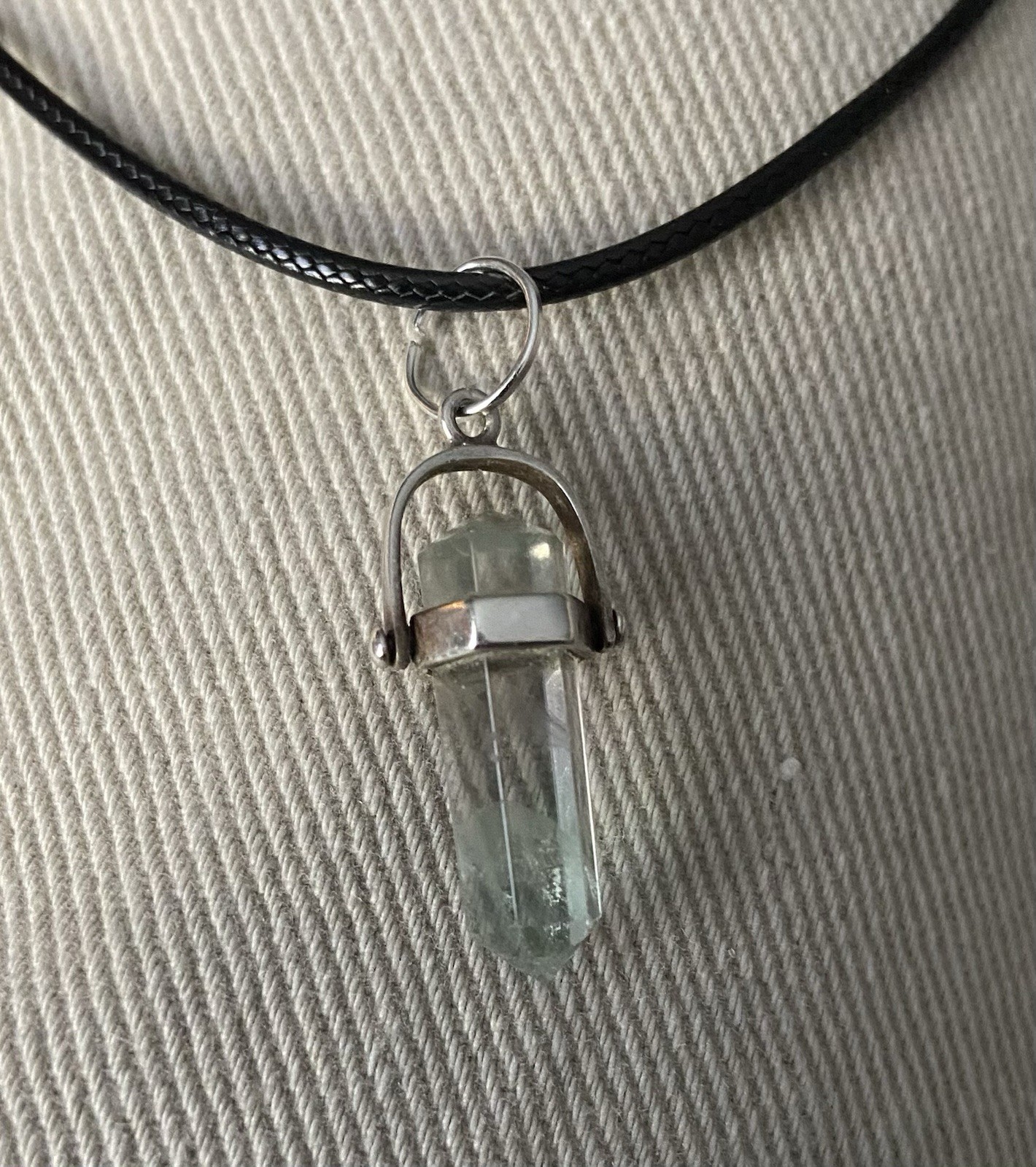 Fluorite And Silver Crystal Sphere Pendant With Leather Choker. Wear The Vibe!