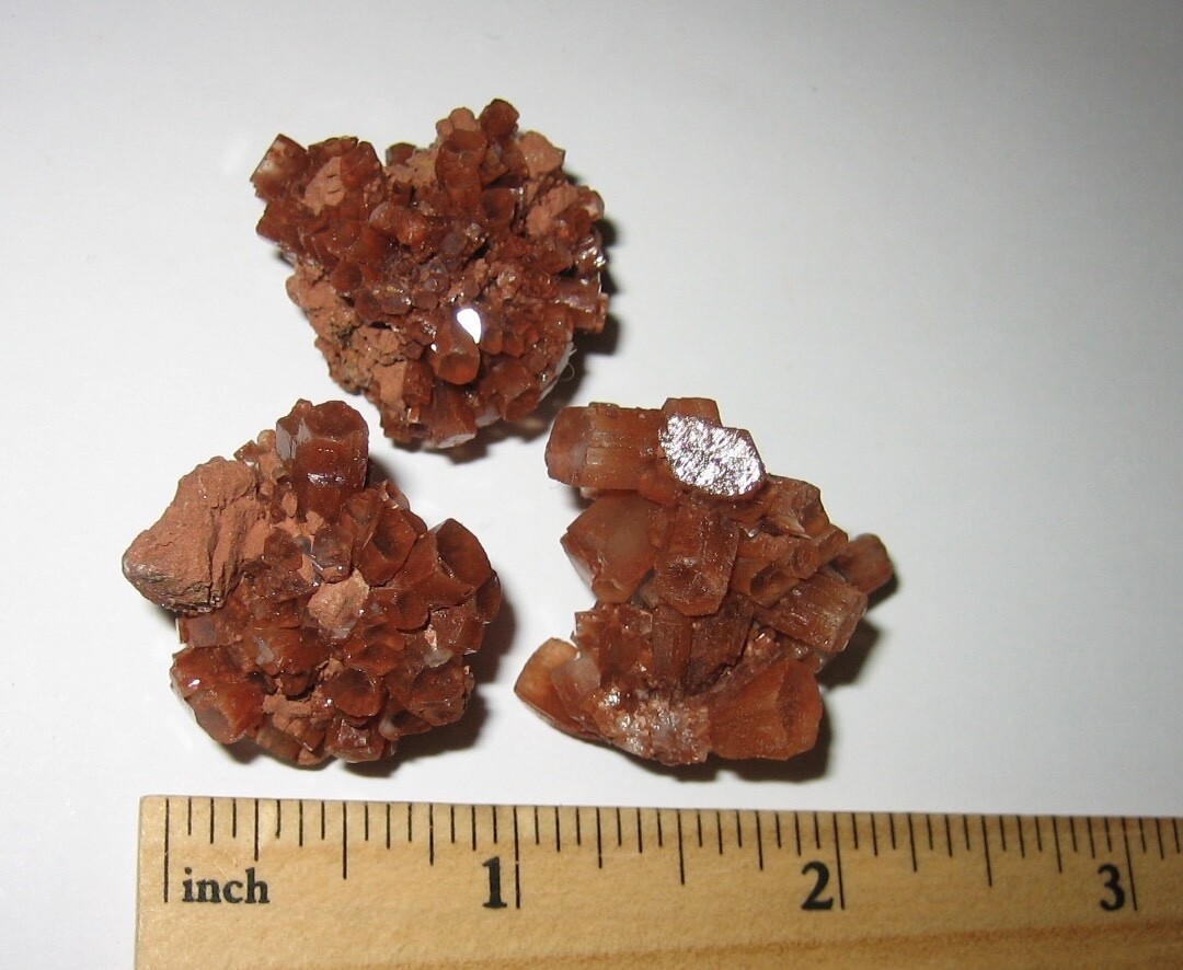 3 NATURAL ROUGH 1″- 1.1″ RED ARAGONITE CRYSTAL CLUSTERS FROM MOROCCO ~ 36.4g *1