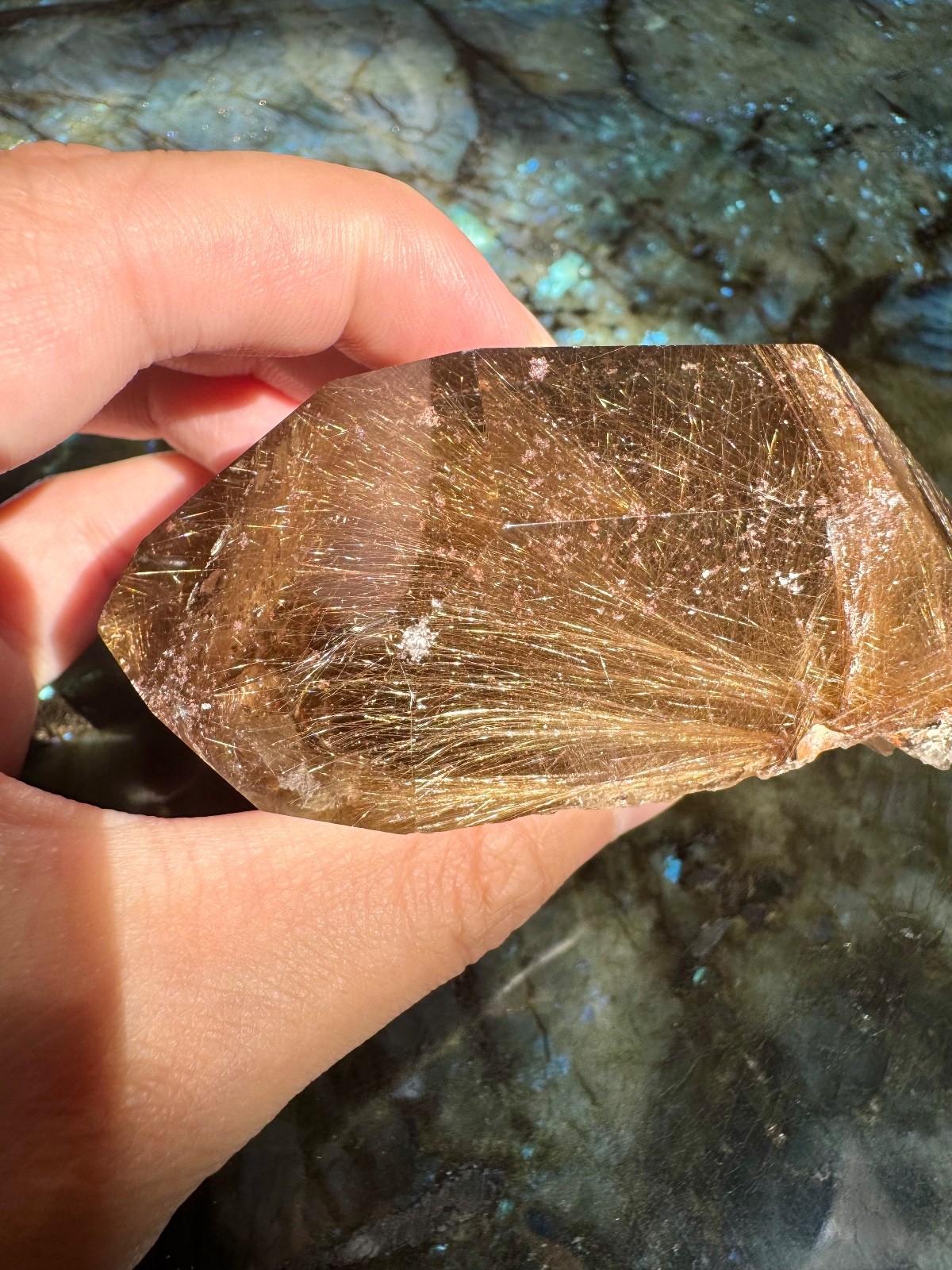Absolutely INCREDIBLE Phantom Rutilated Smoky Quartz Double Terminated Point