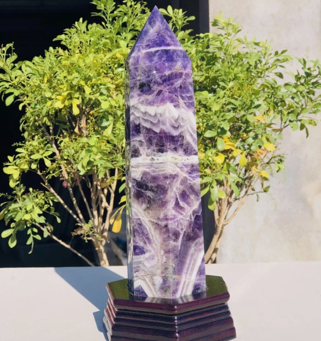 Eco Friendly Chevron Amethyst Purple Crystal Tower Point Home Car Deco Gift Idea