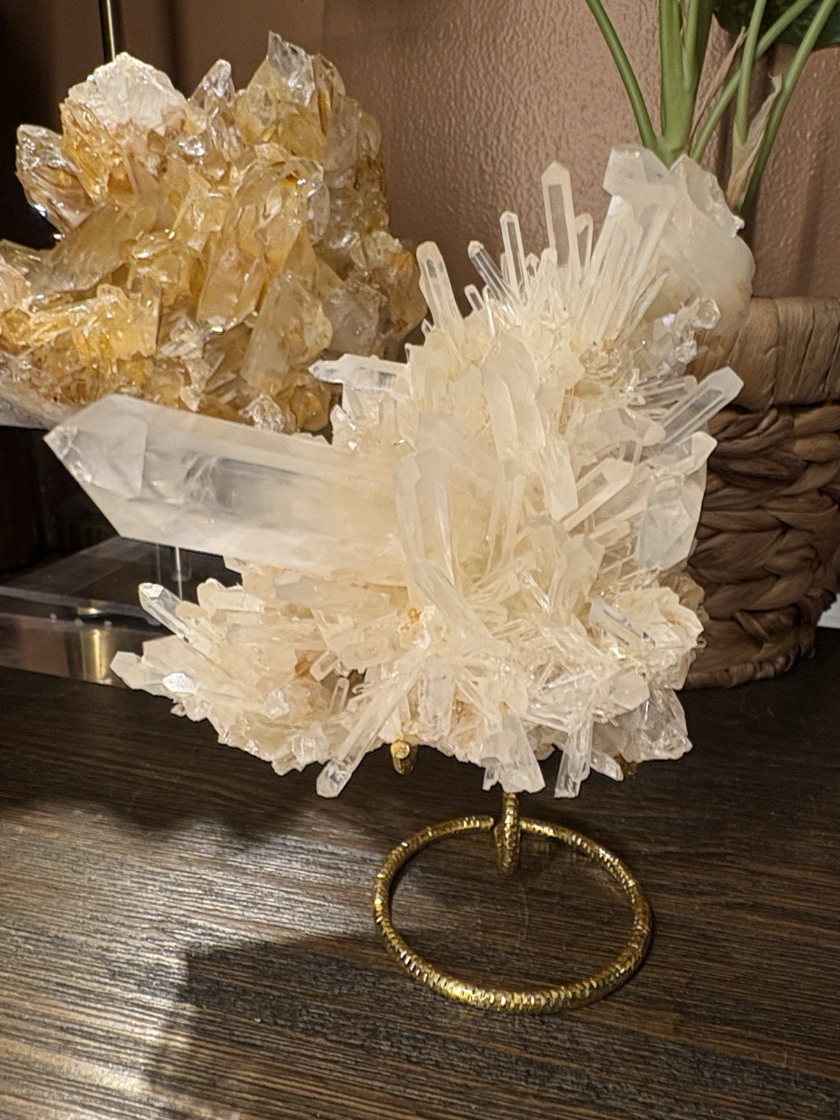 Golden Lemuriam Quartz Cluster Approx 6in x 4in