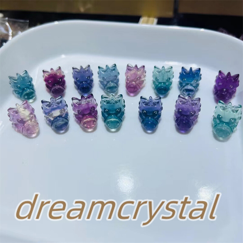 100pc Random Natural Fluorite Crystal Skull Mini Carved Dragon Quartz Reiki Gift
