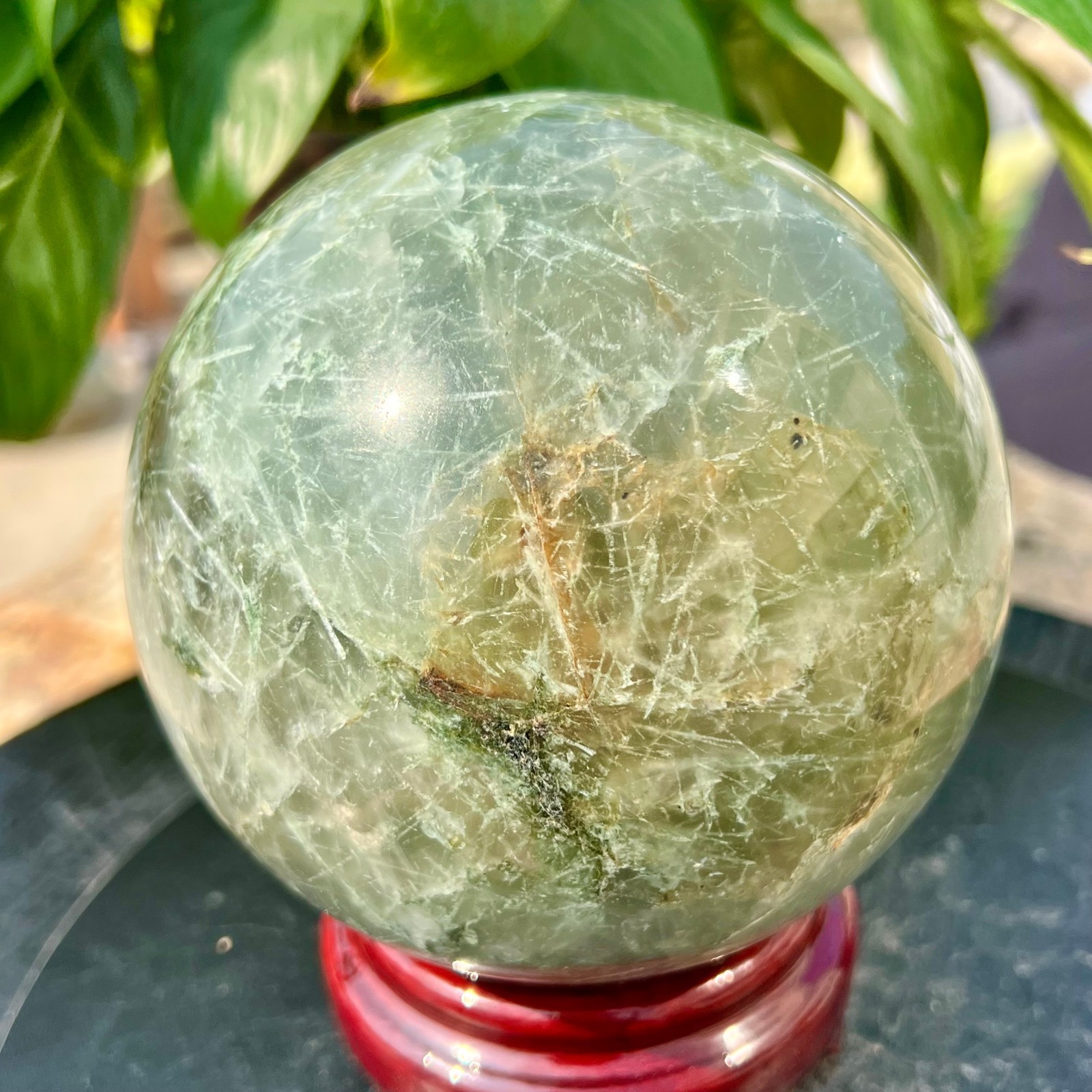 5.5LBNatural Green Phantom Quartz Sphere Crystal Ball Healing Decor