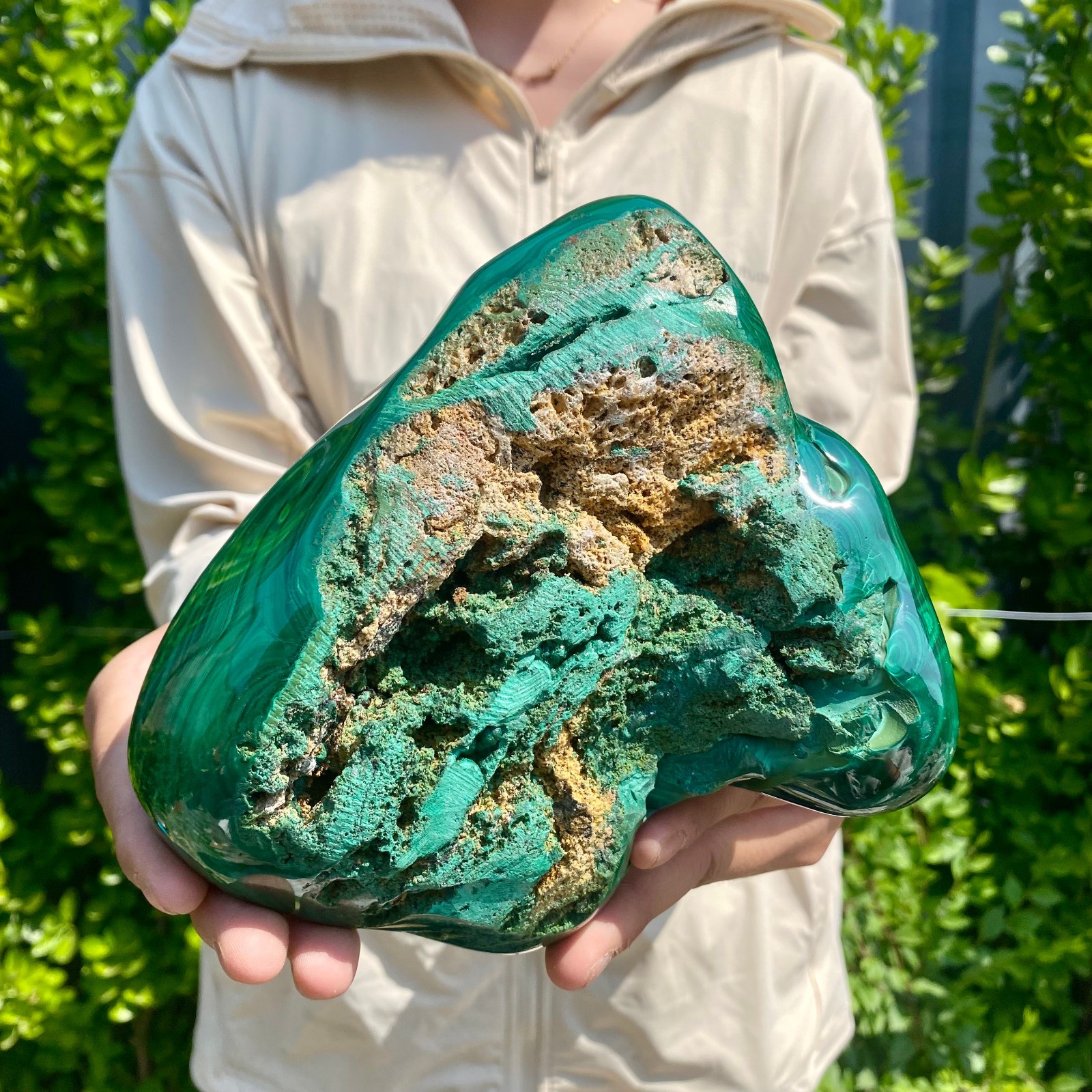 5.29LB Natural glossy Malachite transparent cluster rough mineral sample