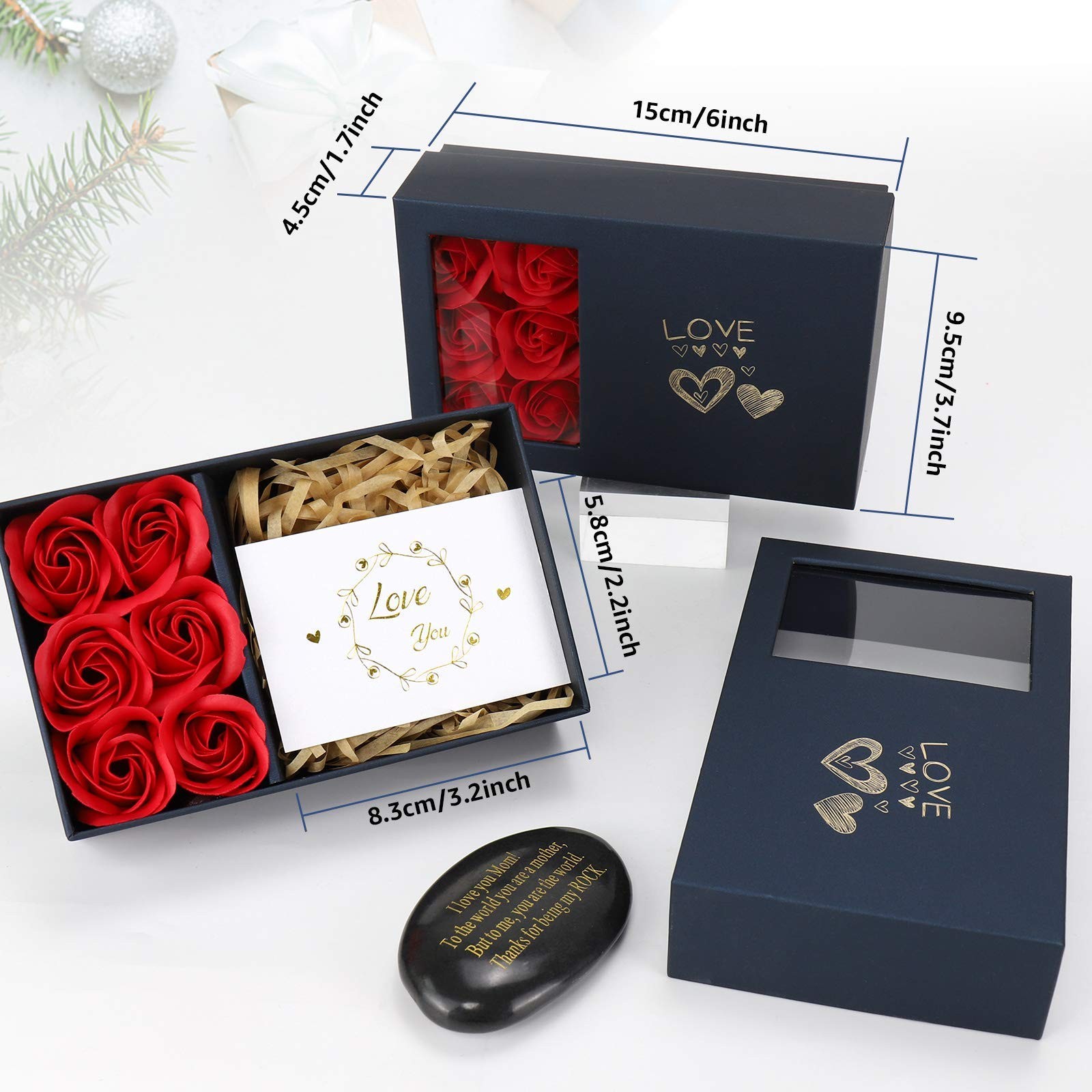 Mothers Day Gifts for Mom from Son – You Are My Rock Gift with Rose, Birthday…