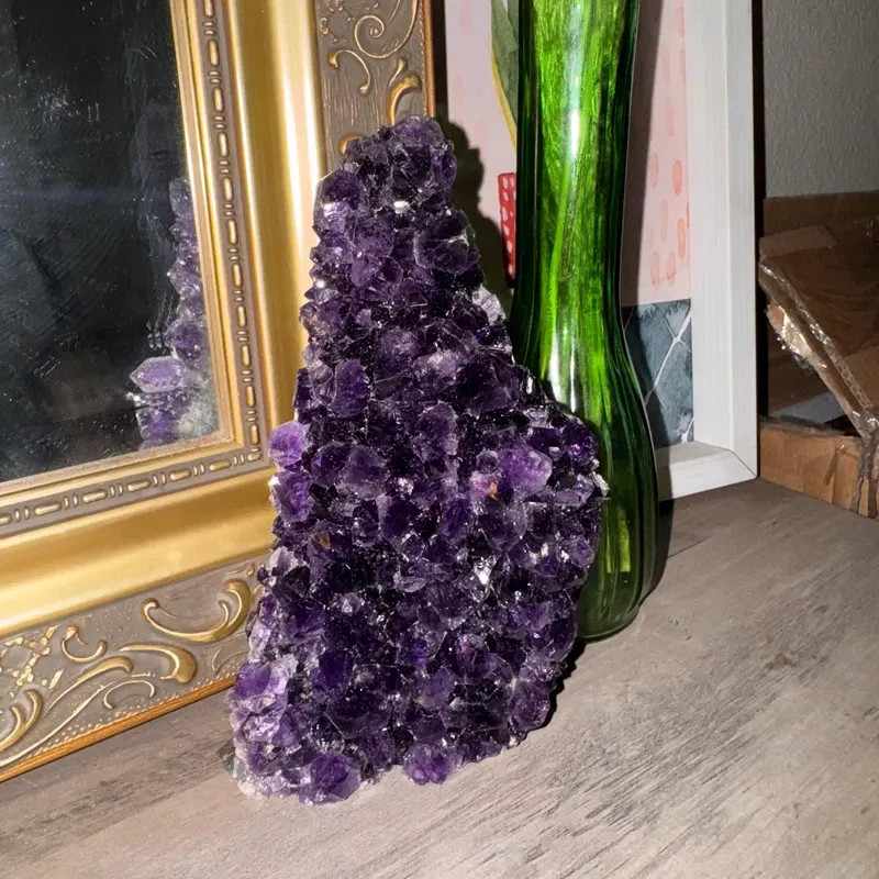 250G Natural Amethyst Raw Geode Cluster Purple Quartz Crystal Art Home Decor