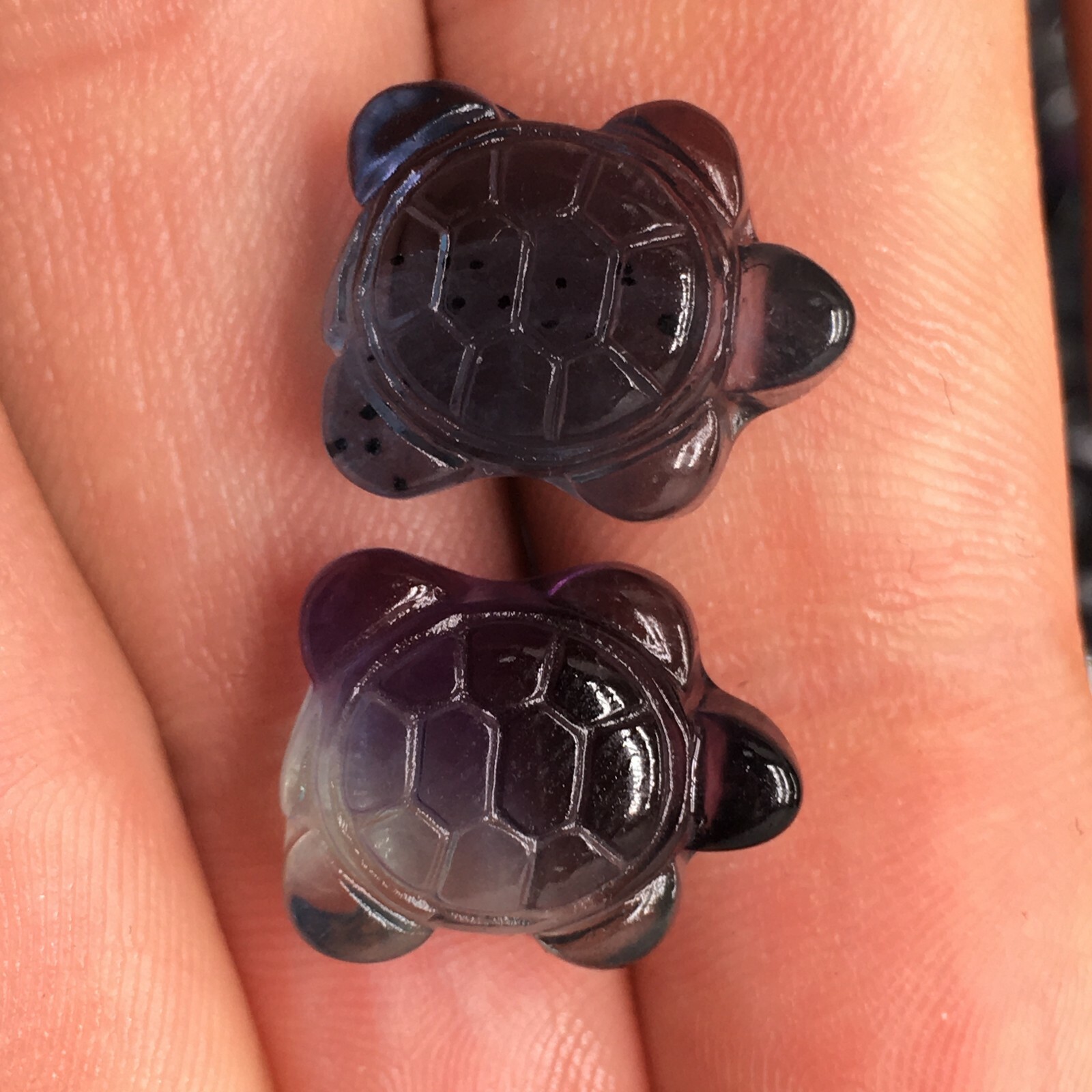 10pc Natural fluortie Quartz hand Carved tortoise crystal Reiki healing