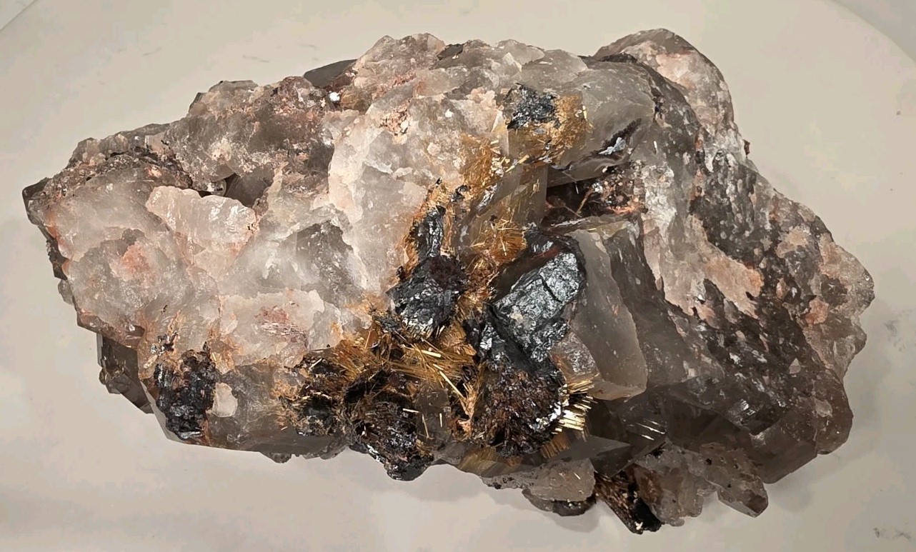 6.3 lb 8″ Rare Golden Rutile Star on Smoky Quartz Cluster Mineral Specimen