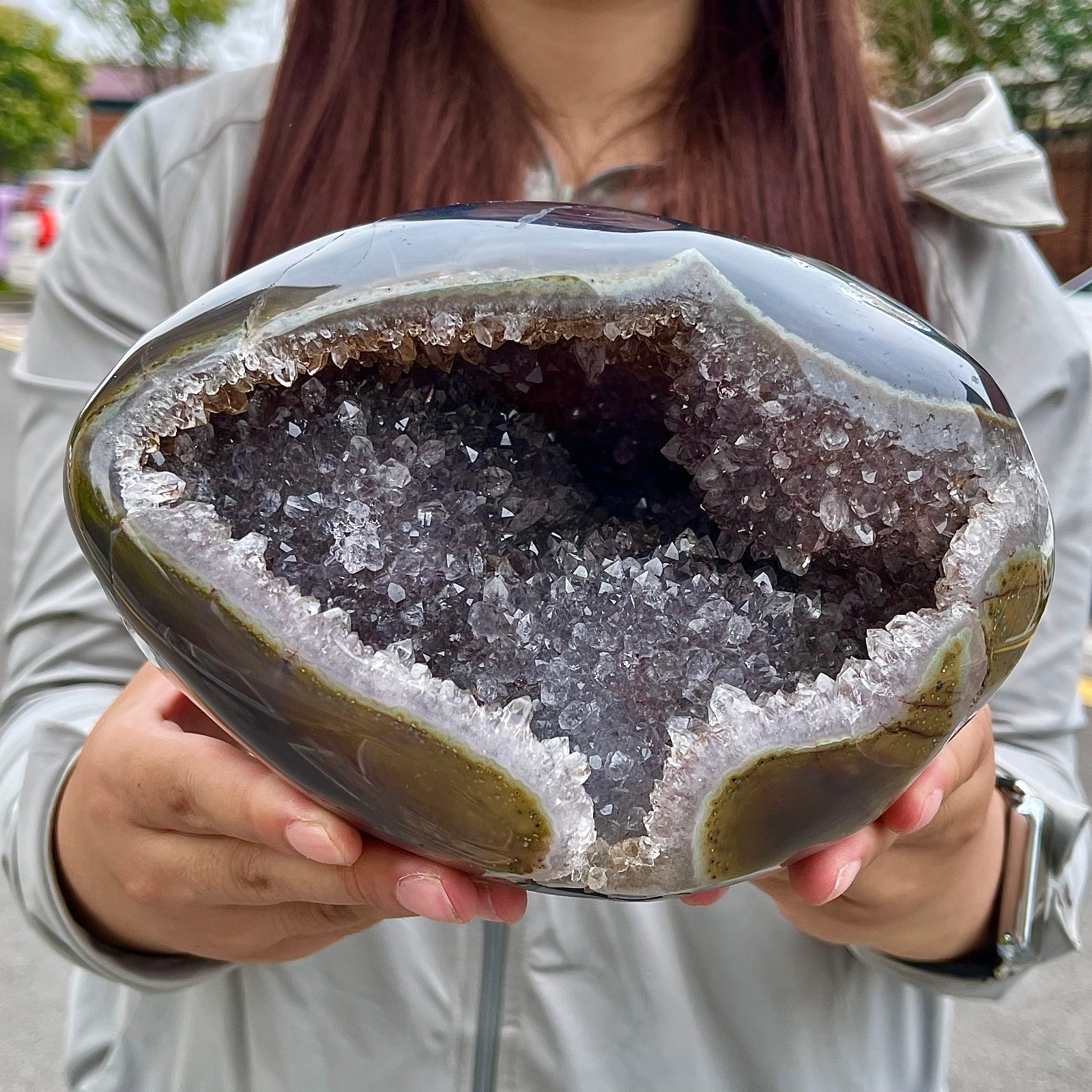 8.99LB High quality amethyst agate coin bags attract wealth crystal specimens