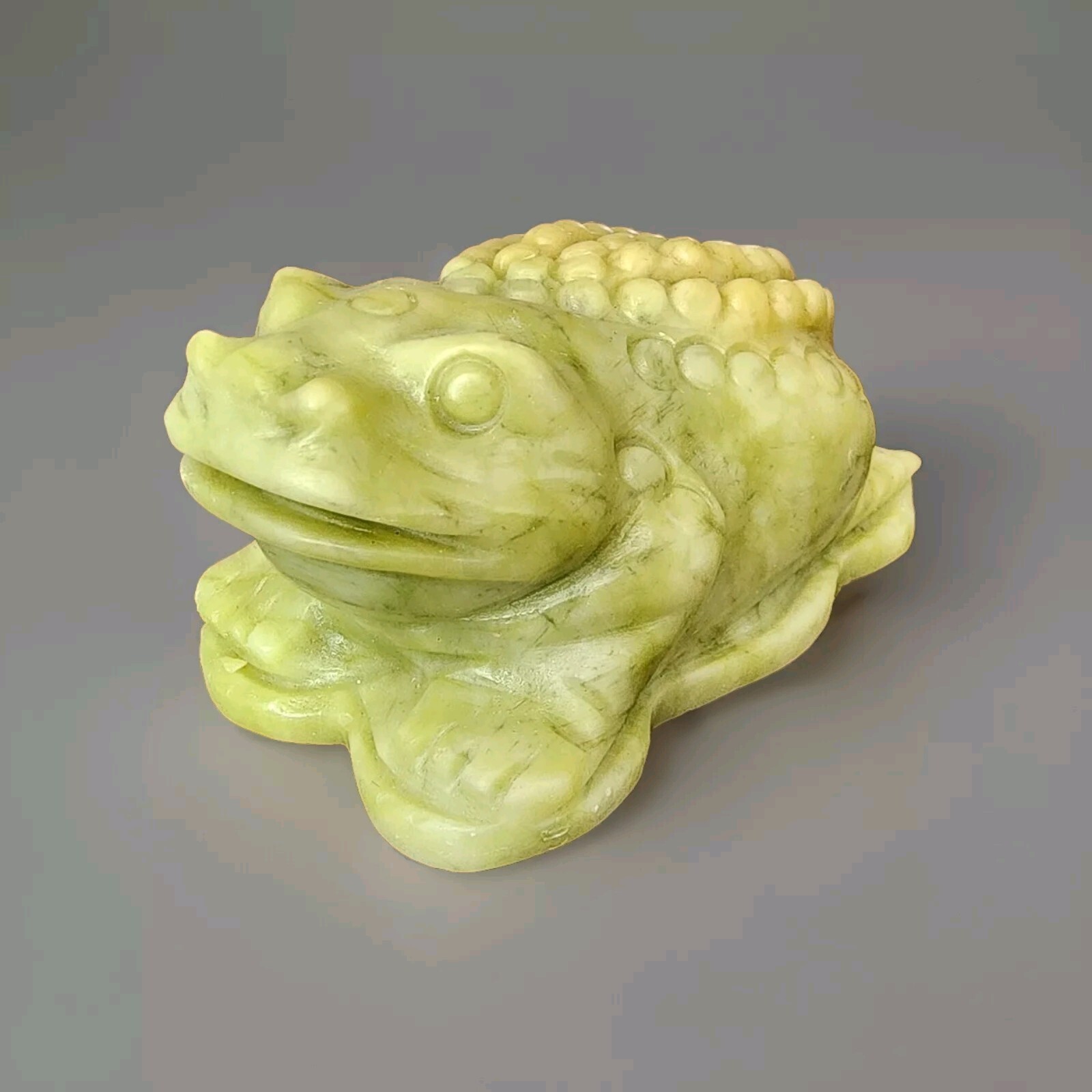 Natural Green Jade Carved Frog Toad 3.25″ – USA