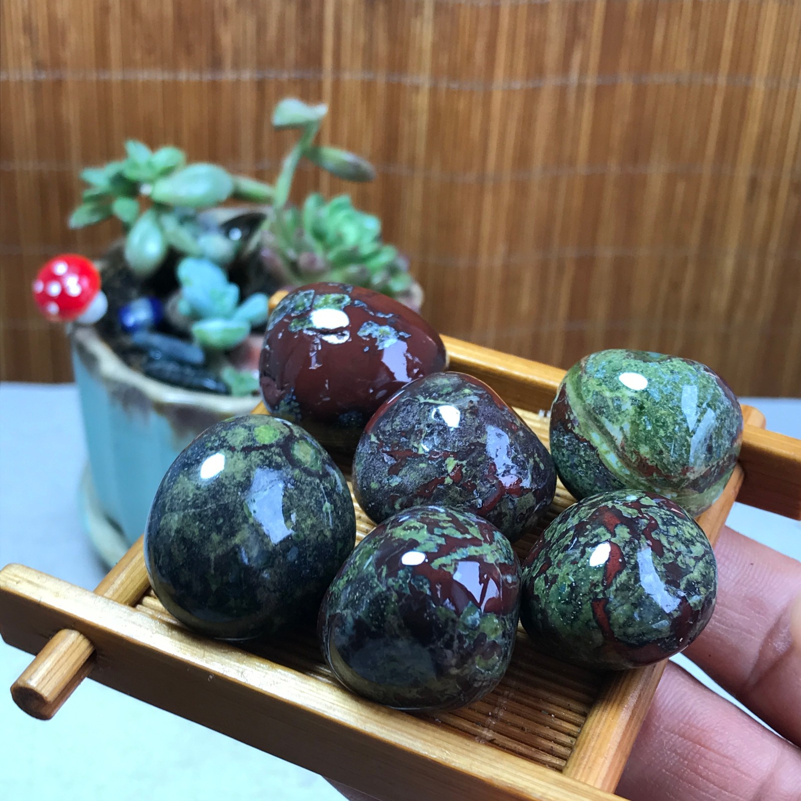 6pcs Natural Dragon blood Crystal gemstone Polish Mineral Specimen Tumbled A5305