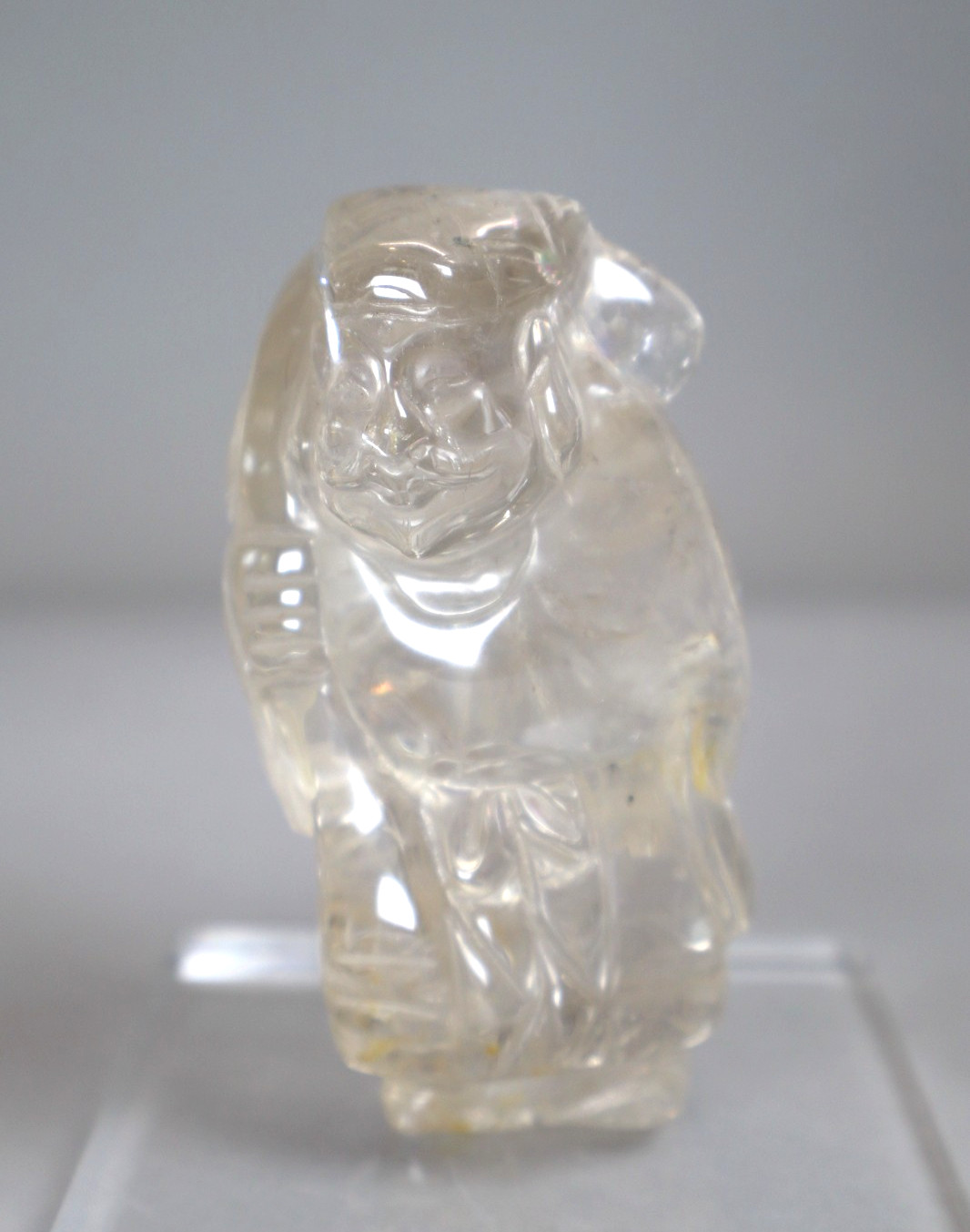 Carved Rock Quartz Crystal Statue Figurine 3.5 Inch Height Transparent Vintage