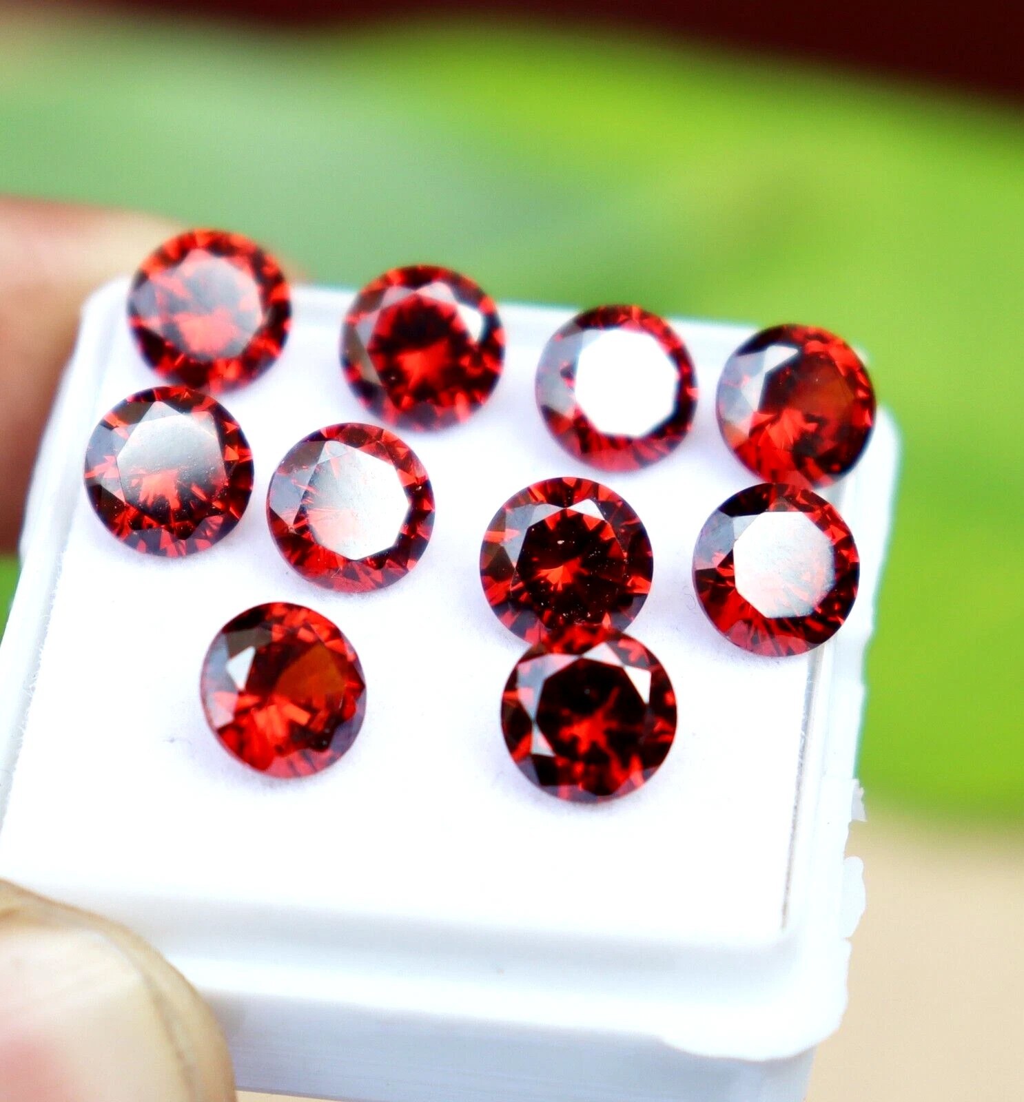 Round Cut Natural Hessonite Garnet 10 Pcs Untreated Loose Gemstones