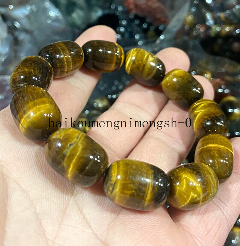 Natural 14x19mm Rainbow Tiger Eye Stone Crystal Bangle Bracelet Reiki Gems Gift